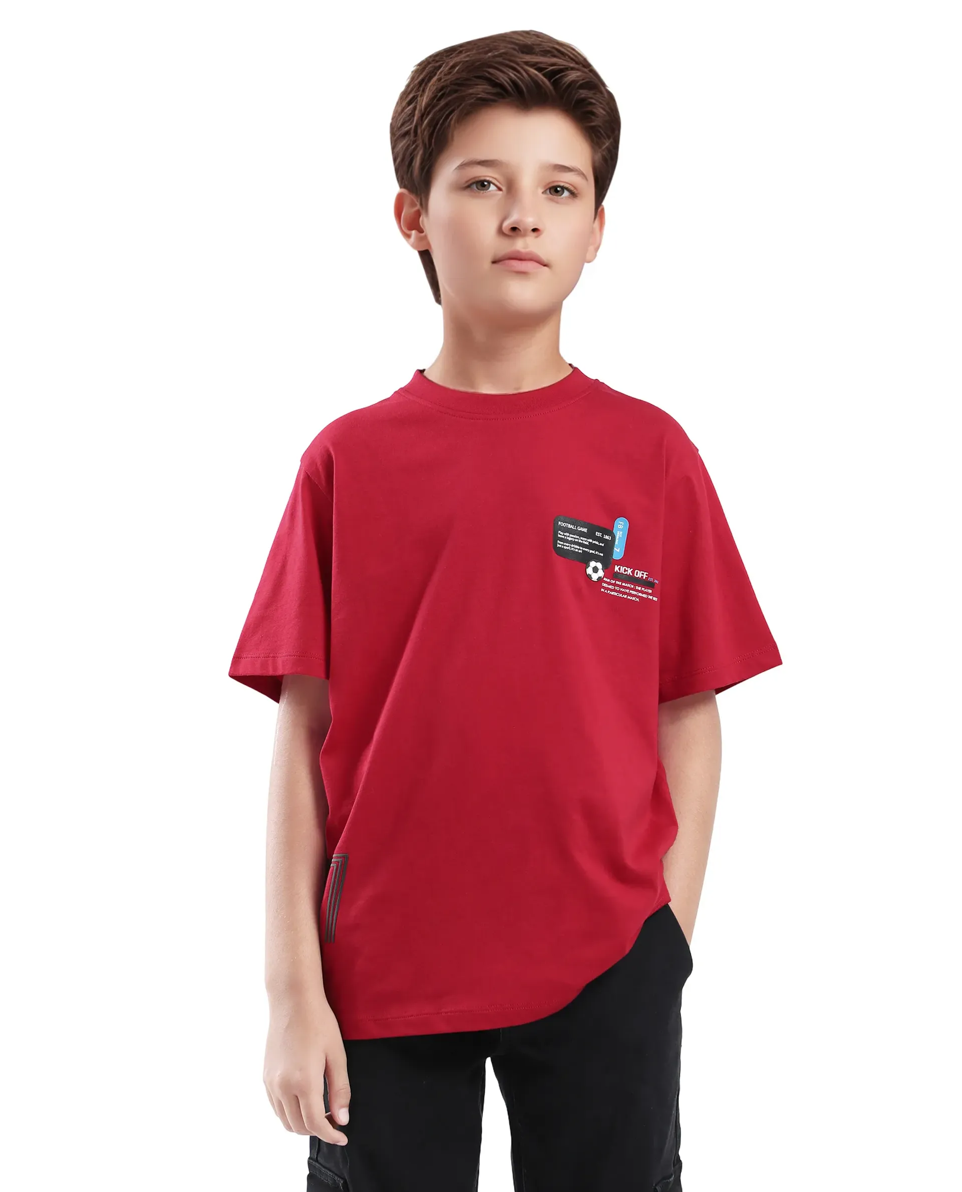 Rare Ones Kids Ronal Red Cotton Half Sleeve Printed Slip-On Closure Regular Fit T-Shirt - Image 3