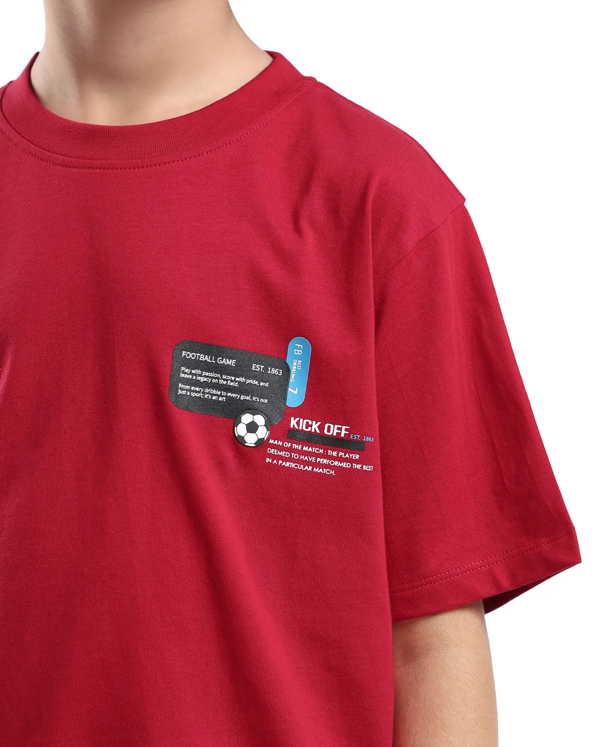 Rare Ones Kids Ronal Red Cotton Half Sleeve Printed Slip-On Closure Regular Fit T-Shirt - Image 4