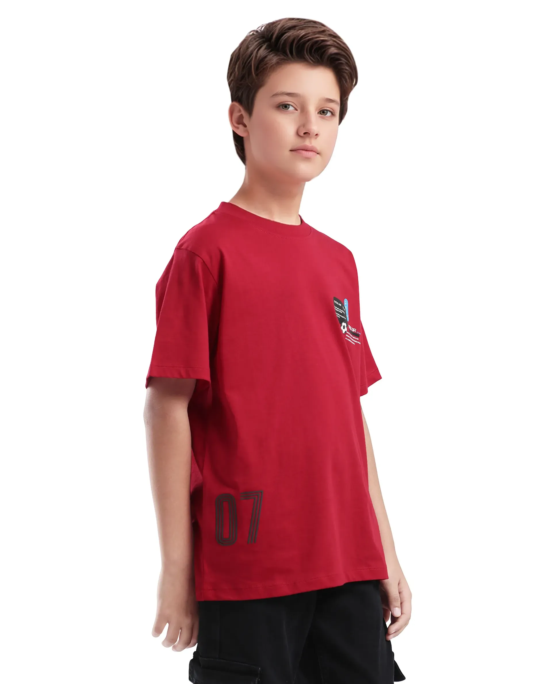 Rare Ones Kids Ronal Red Cotton Half Sleeve Printed Slip-On Closure Regular Fit T-Shirt - Image 5