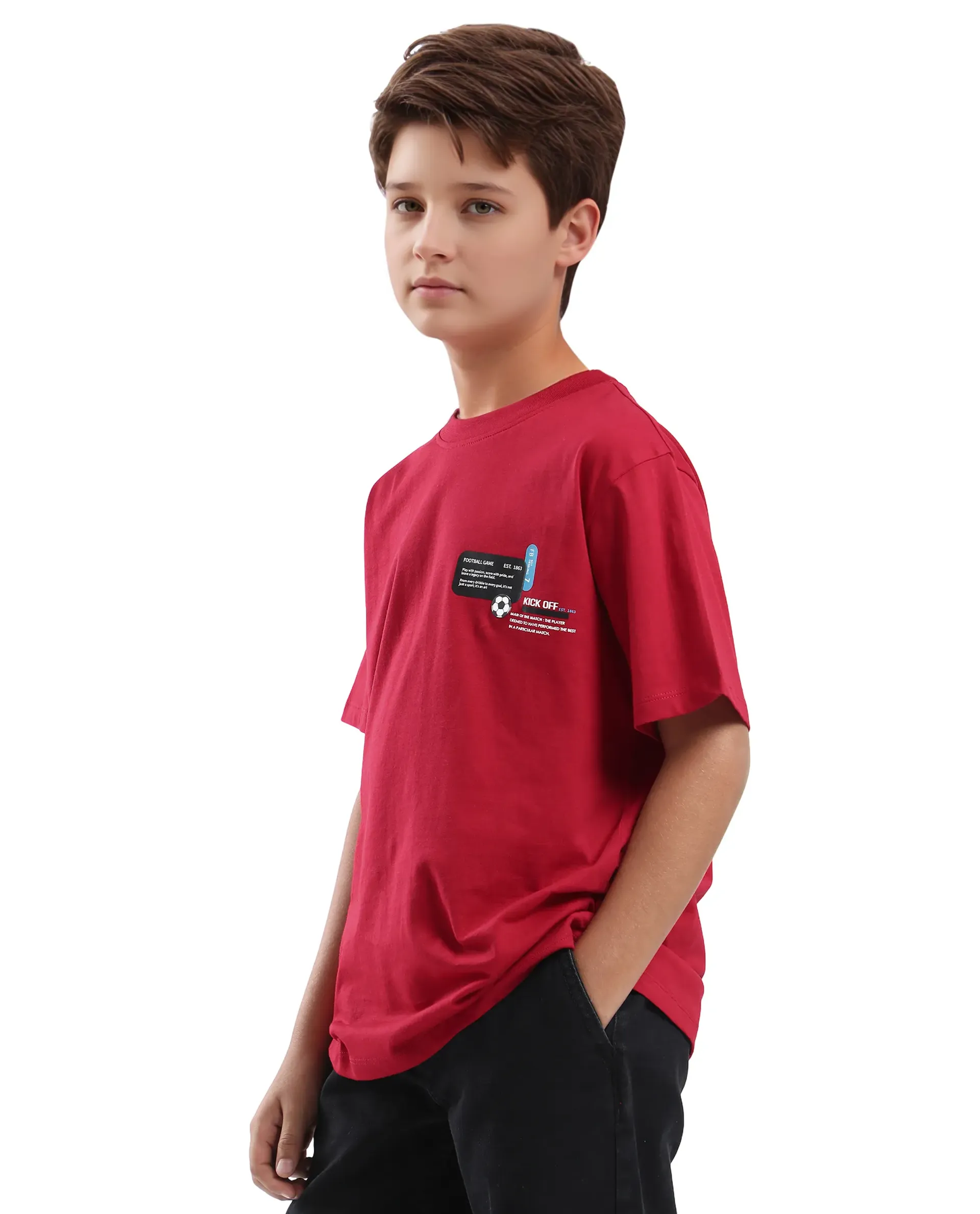 Rare Ones Kids Ronal Red Cotton Half Sleeve Printed Slip-On Closure Regular Fit T-Shirt - Image 6