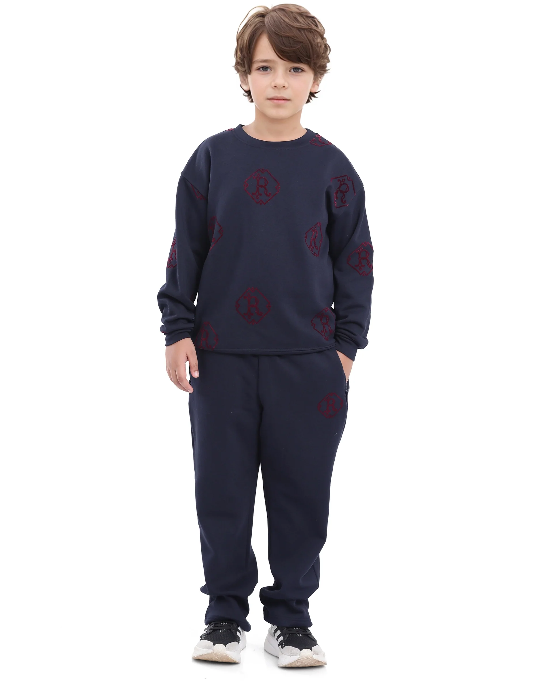 Rare Ones Kids Ronz Navy Cotton Poly Full Sleeve Flock Print Sweatshirt - Image 2