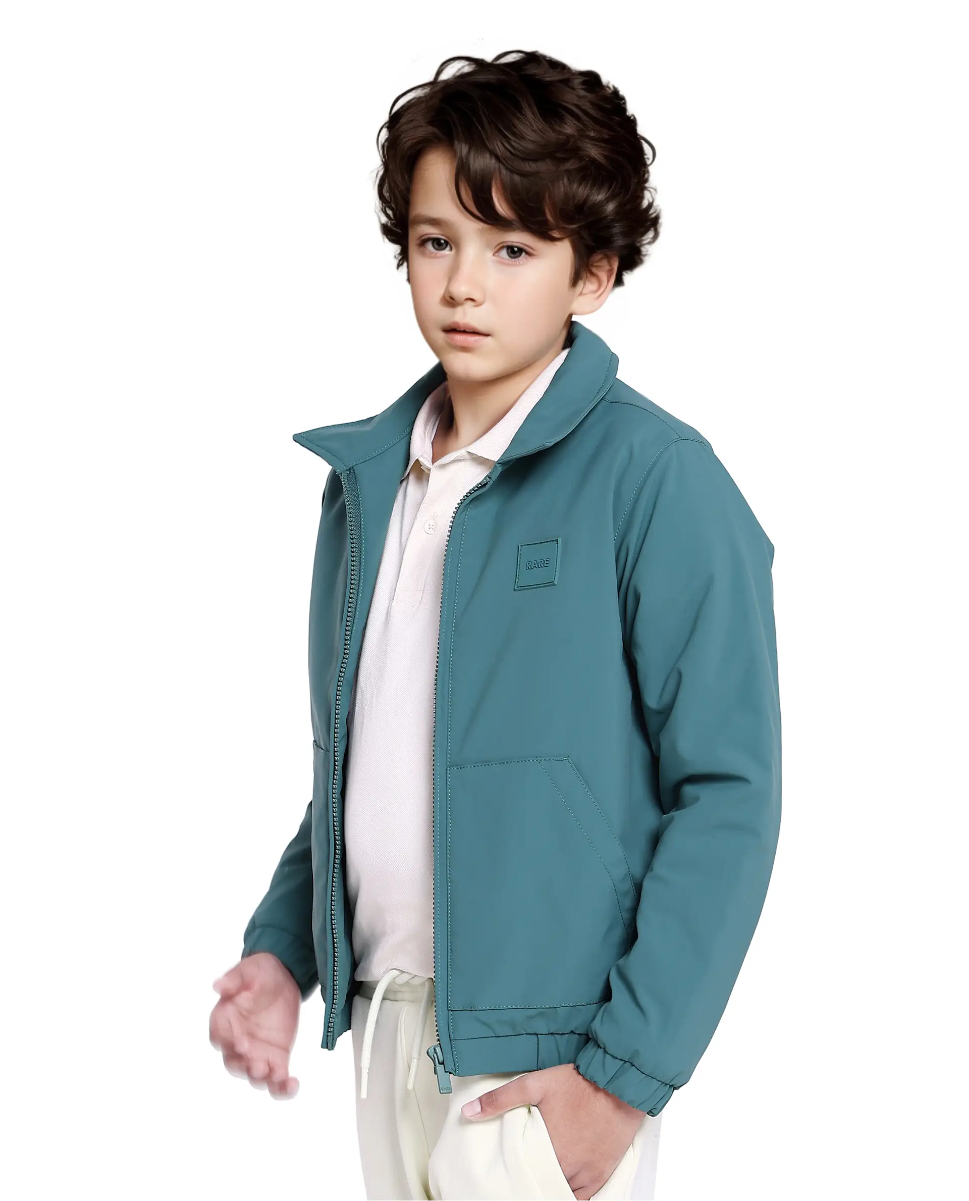 Rare Ones Kids Roston Green Polyester Full Sleeve Solid Jacket - Image 4
