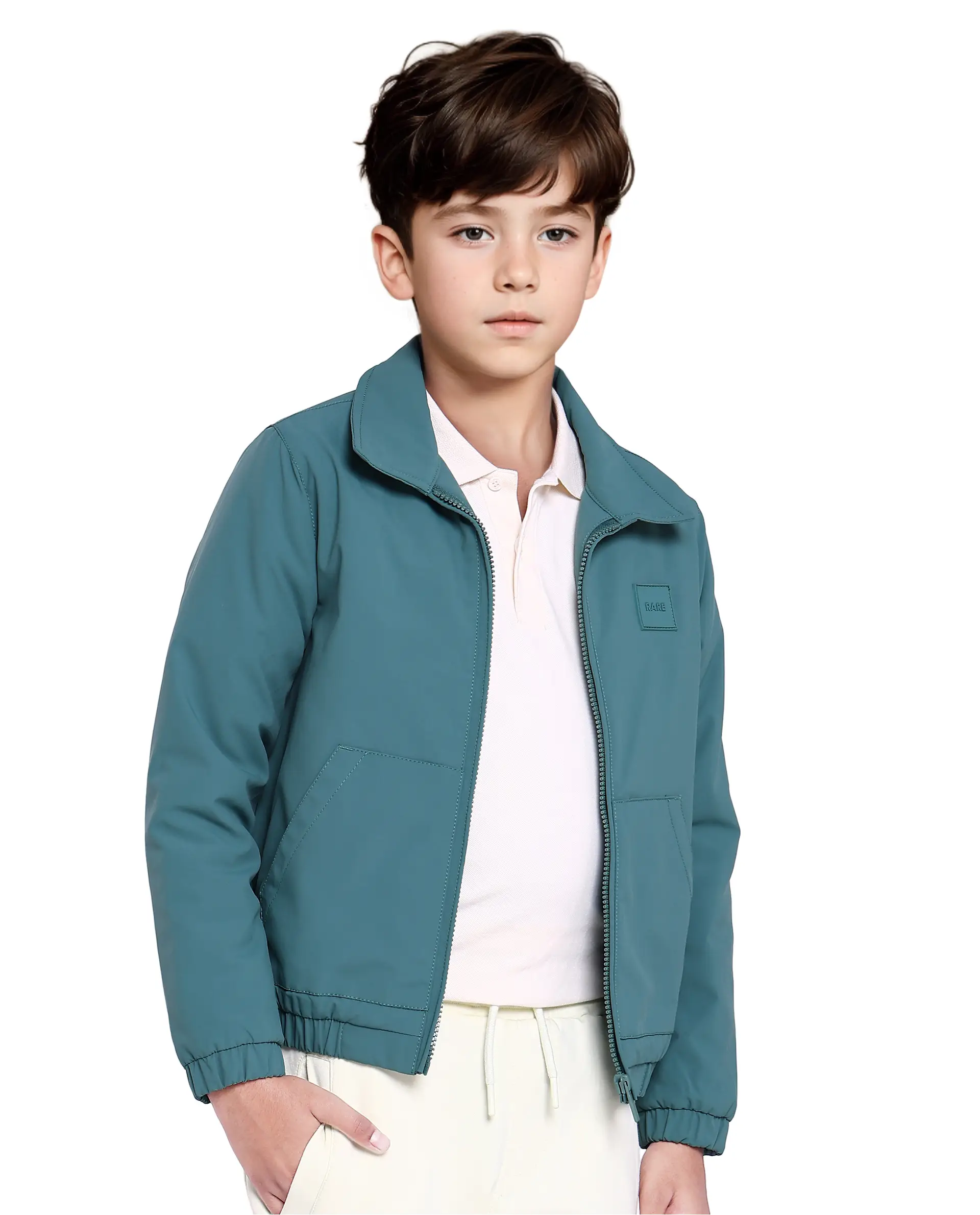 Rare Ones Kids Roston Green Polyester Full Sleeve Solid Jacket - Image 5