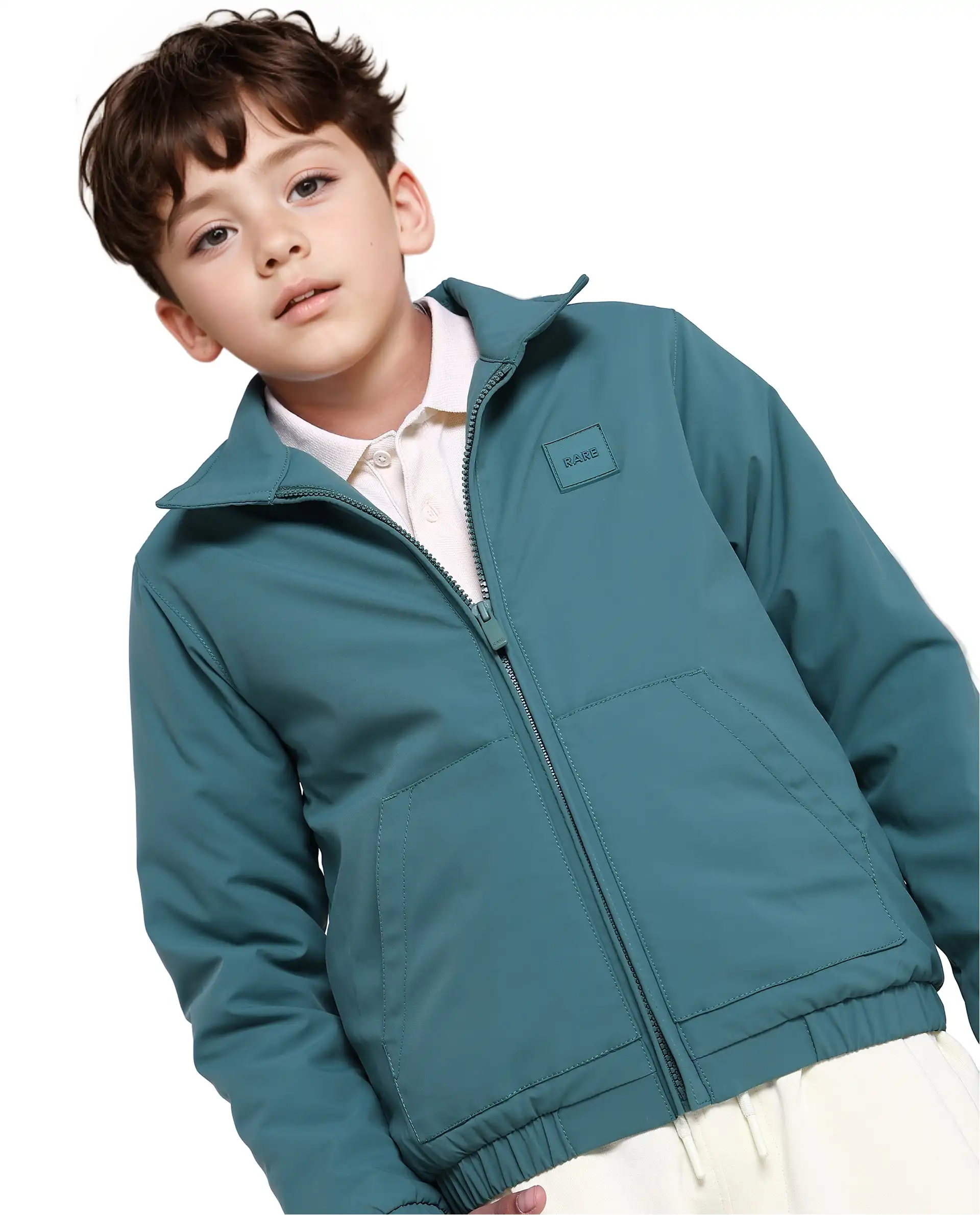 Rare Ones Kids Roston Green Polyester Full Sleeve Solid Jacket - Image 6