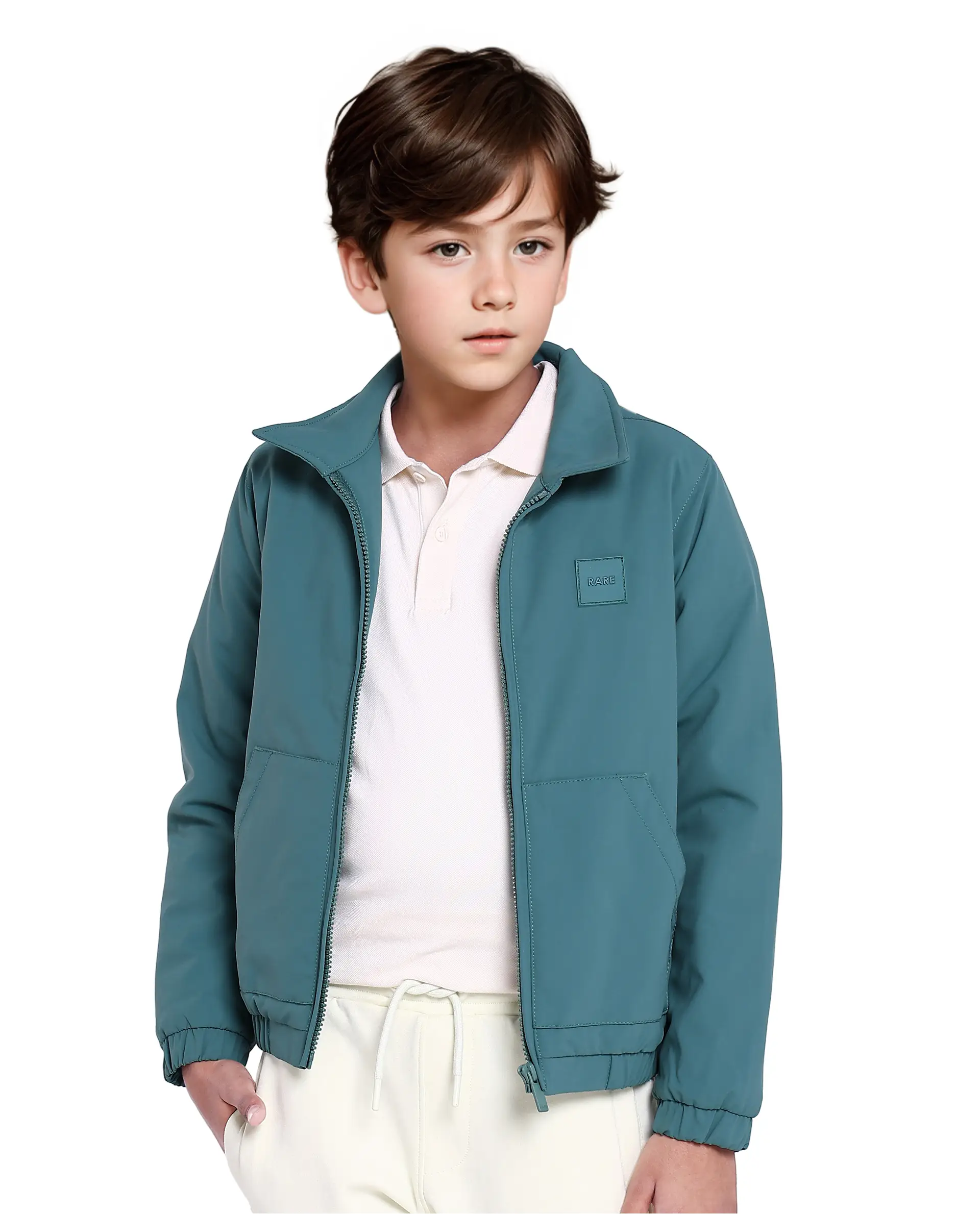 Rare Ones Kids Roston Green Polyester Full Sleeve Solid Jacket - Image 8