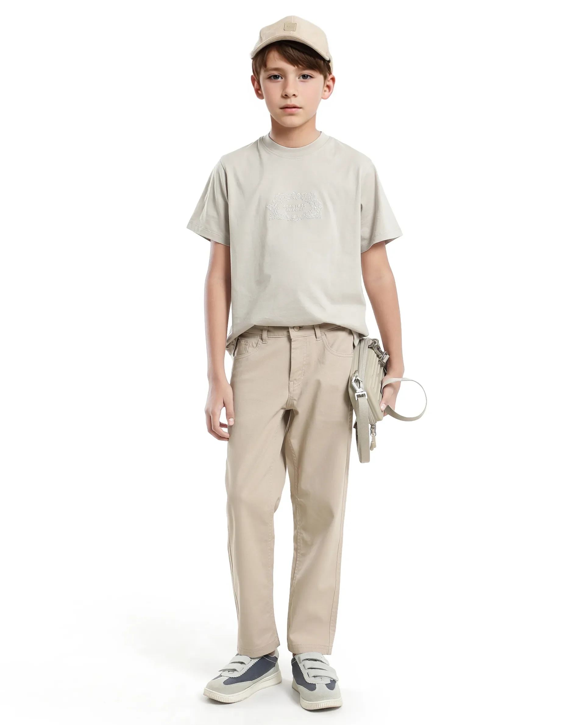 Rare Ones Kids Roxie Light Grey Cotton Half Sleeve Embroidered Slip-On Closure Regular Fit T-Shirt - Image 2