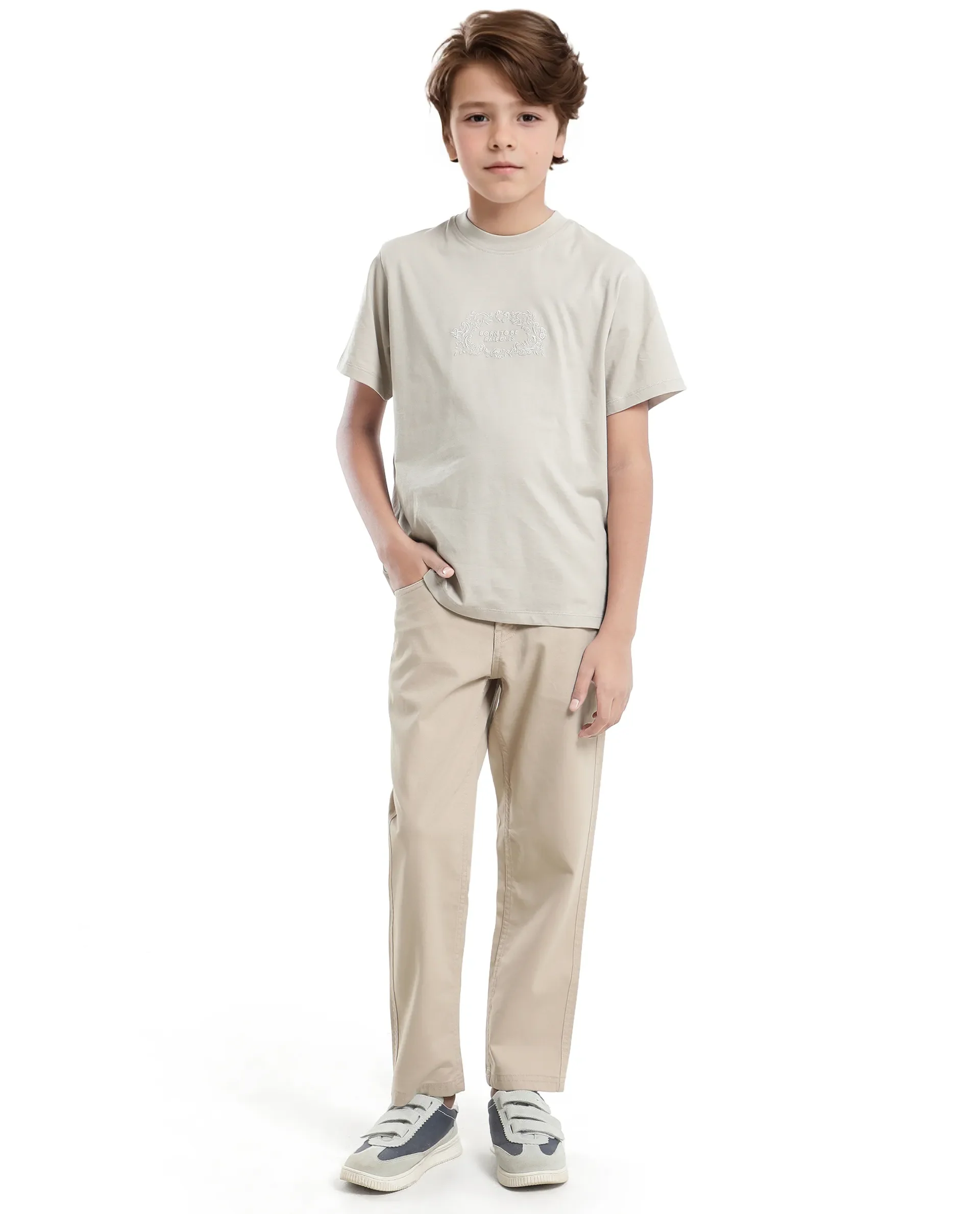 Rare Ones Kids Roxie Light Grey Cotton Half Sleeve Embroidered Slip-On Closure Regular Fit T-Shirt - Image 7