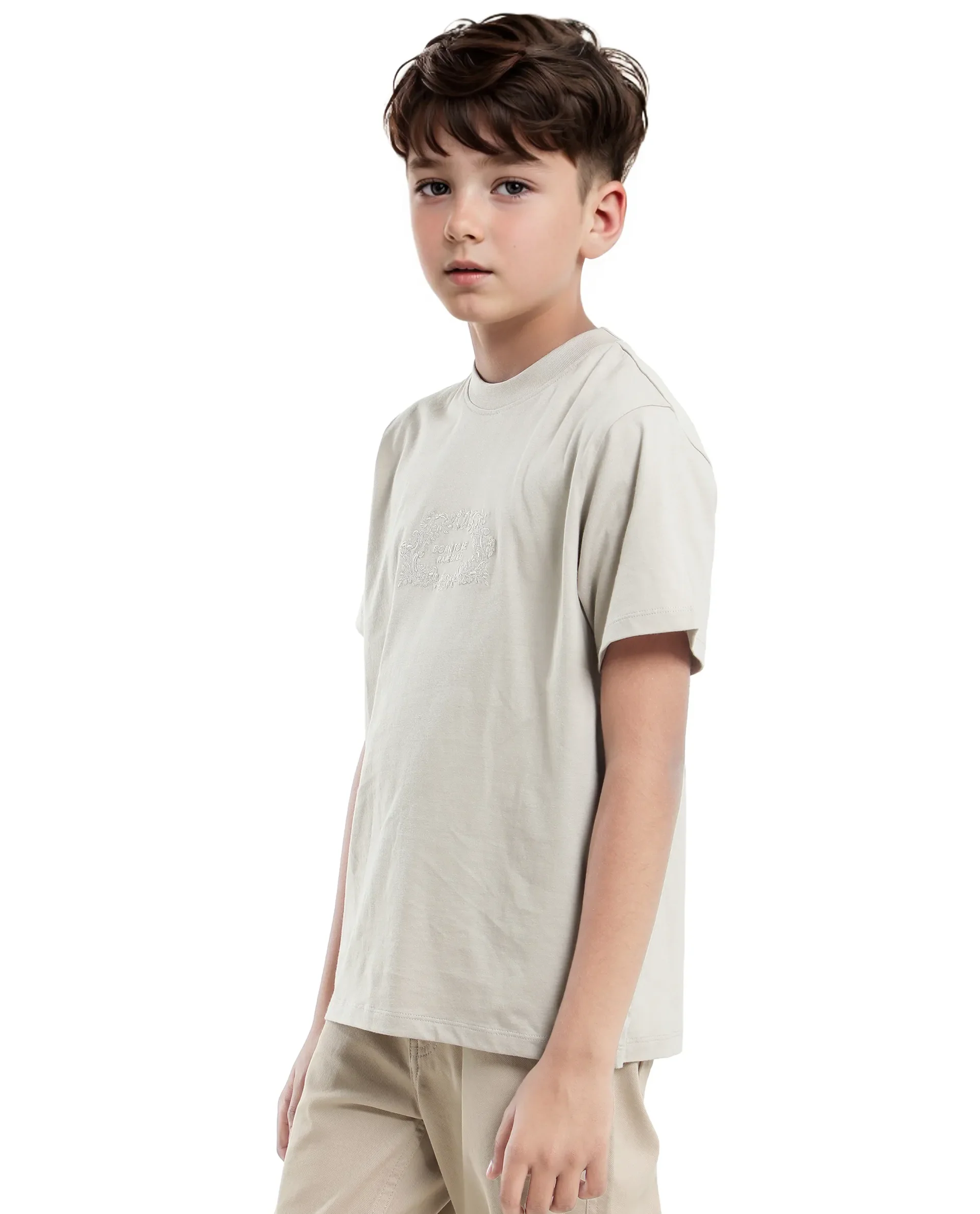 Rare Ones Kids Roxie Light Grey Cotton Half Sleeve Embroidered Slip-On Closure Regular Fit T-Shirt - Image 8