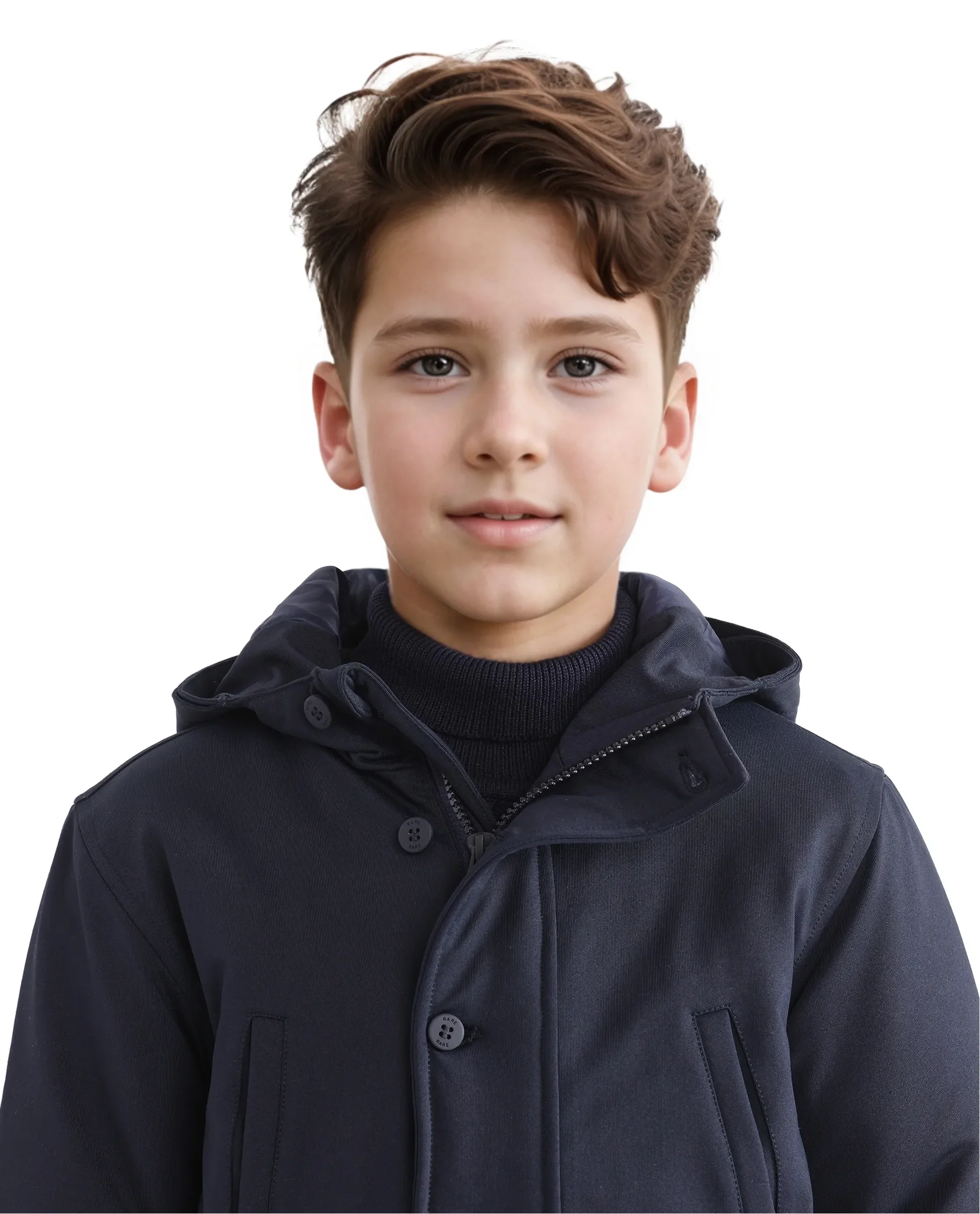 Rare Ones Kids Royce Navy Full Sleeve Cotton Zipper Regular Fit Solid Jacket - Image 3