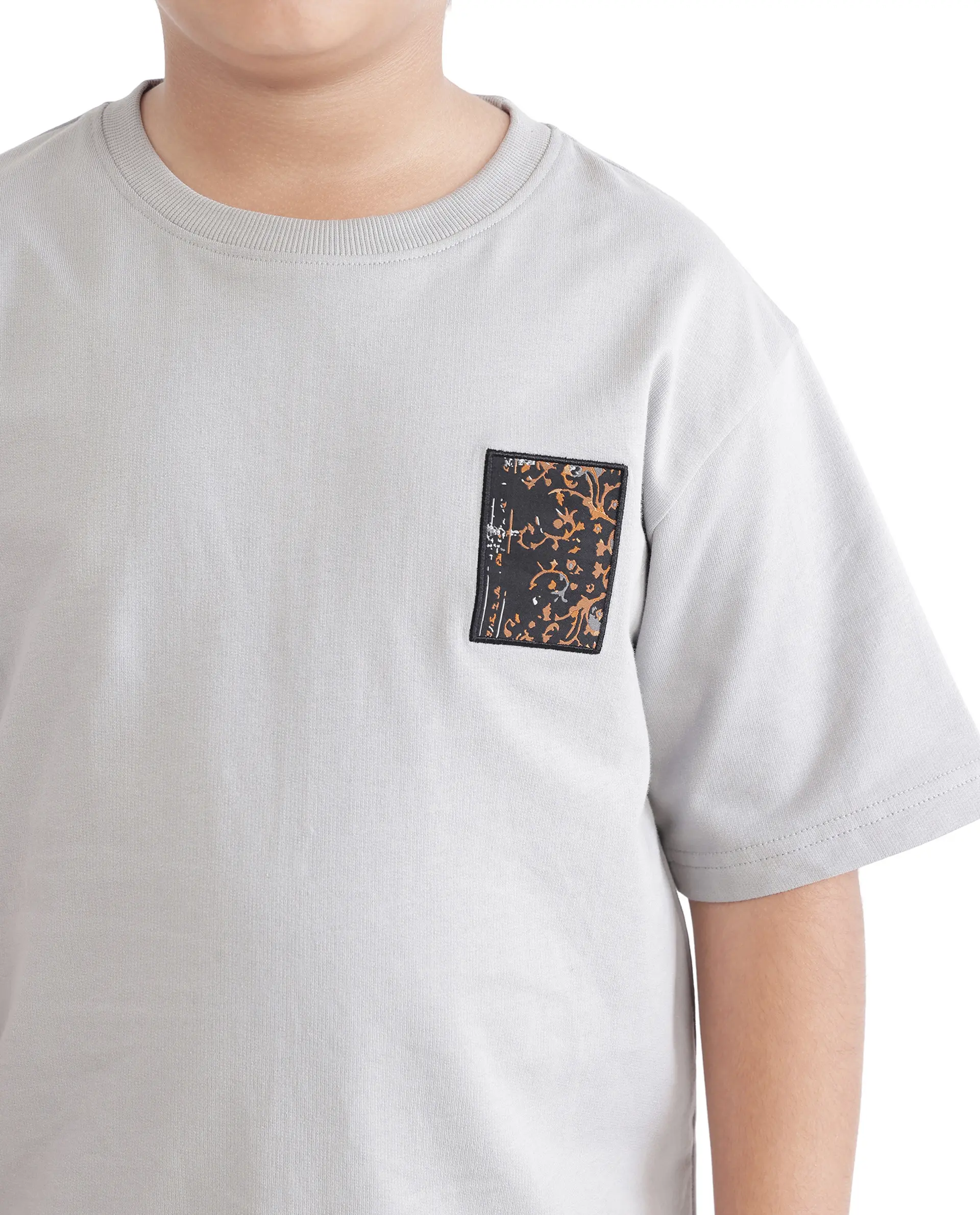 Rare Ones Kids Rugy-K Grey Cotton Half Sleeve Crew Neck Printed Boxy T-Shirt - Image 5