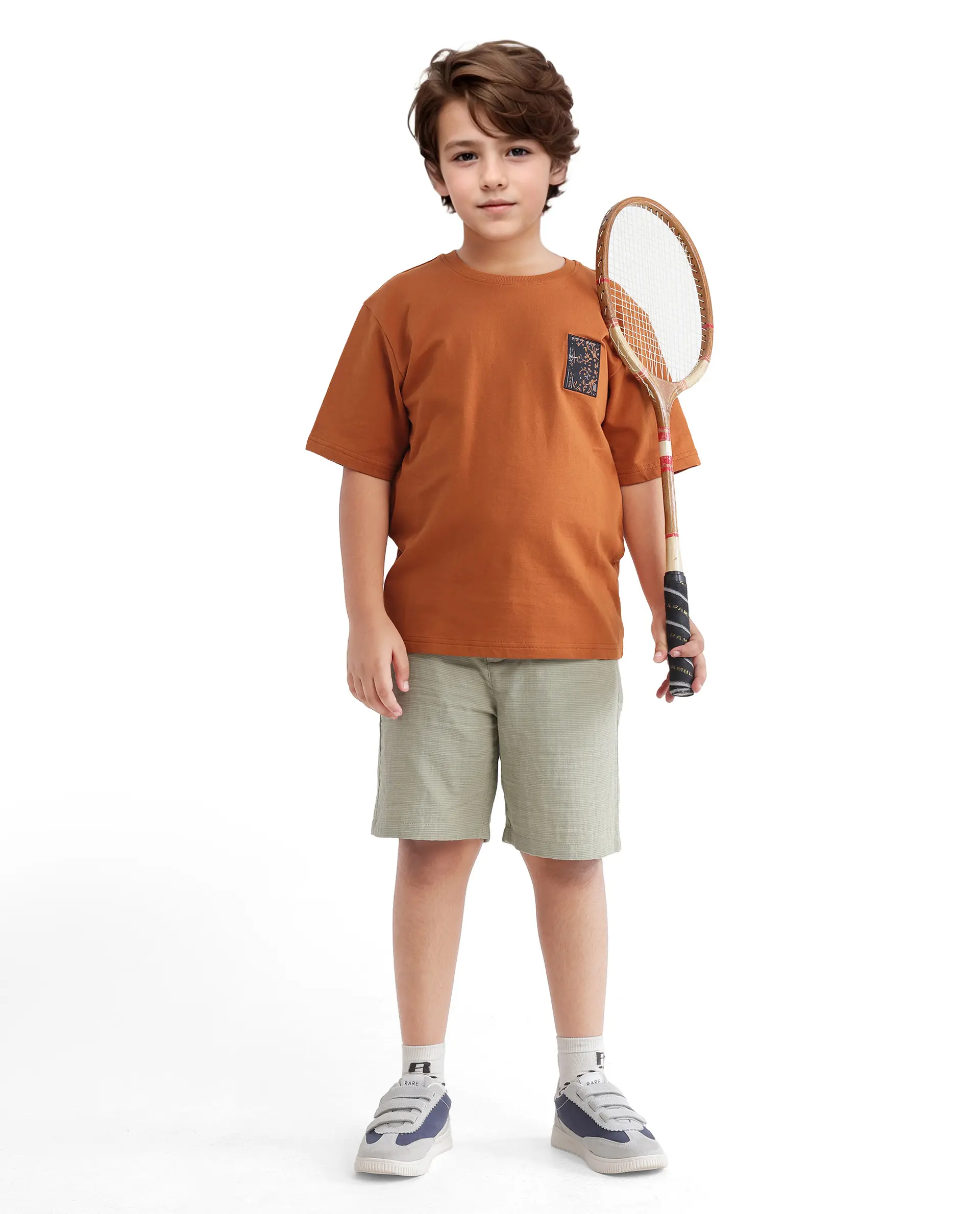 Rare Ones Kids Rugy-K Rust Cotton Short Sleeve Crew Neck Printed Boxy T-Shirt - Image 2
