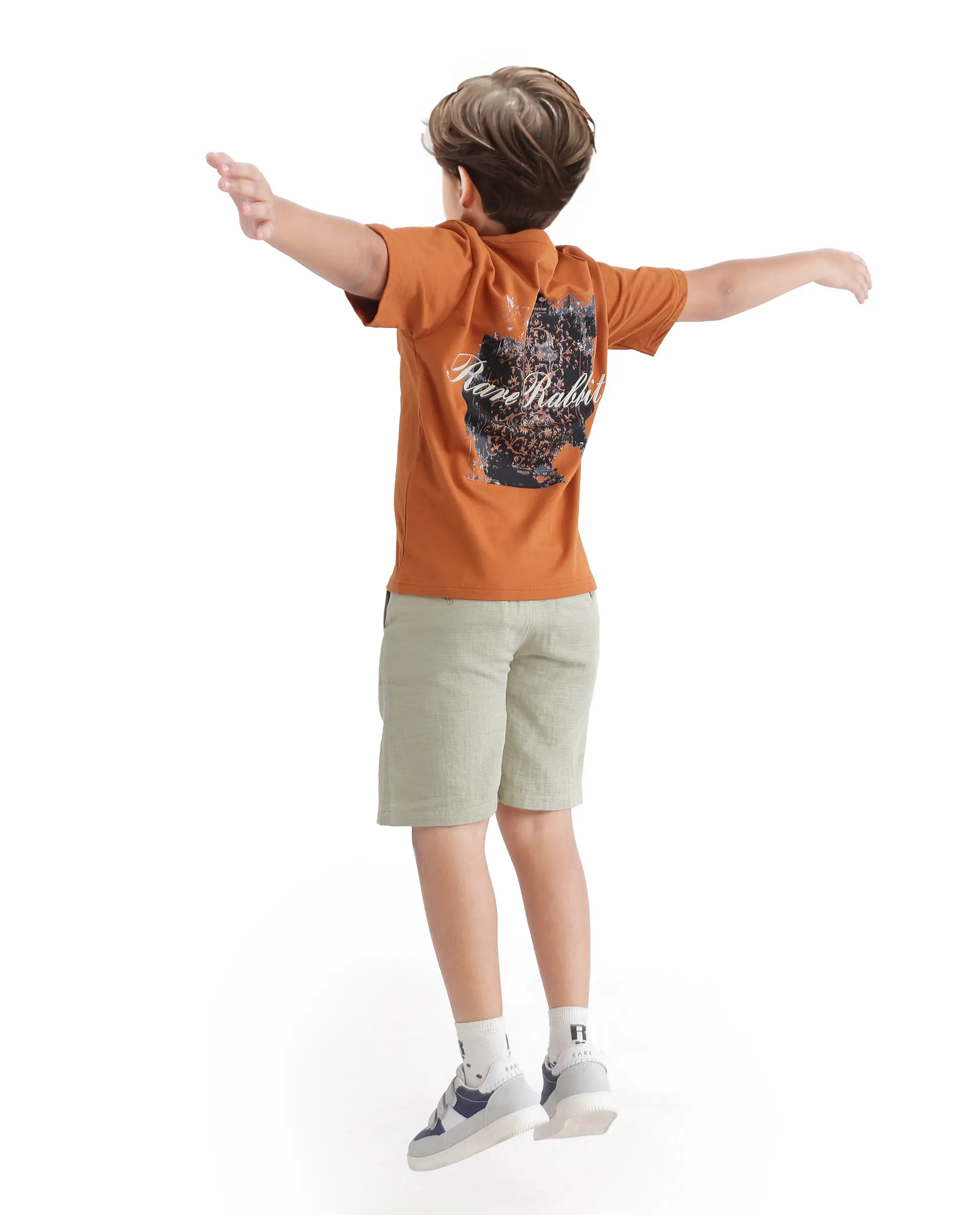 Rare Ones Kids Rugy-K Rust Cotton Short Sleeve Crew Neck Printed Boxy T-Shirt - Image 3