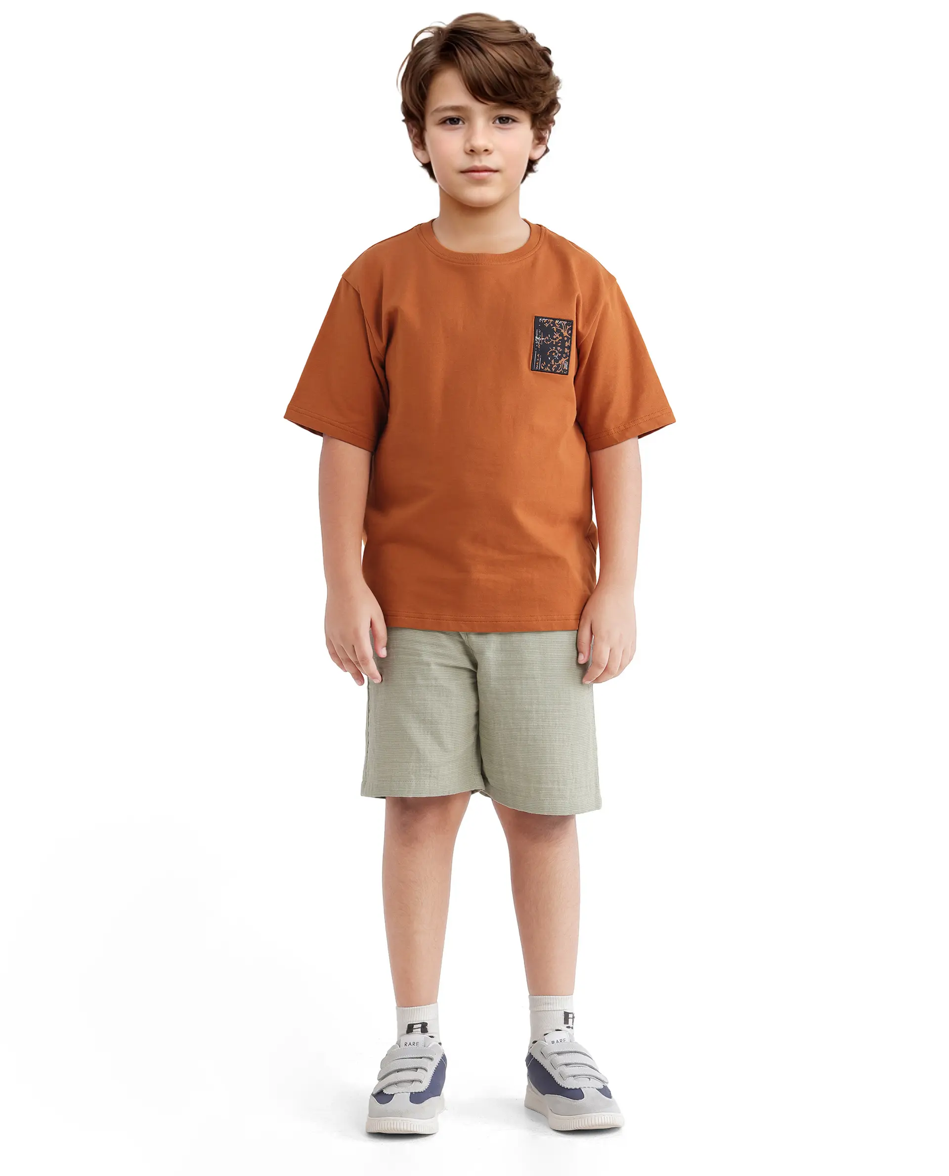 Rare Ones Kids Rugy-K Rust Cotton Short Sleeve Crew Neck Printed Boxy T-Shirt - Image 4