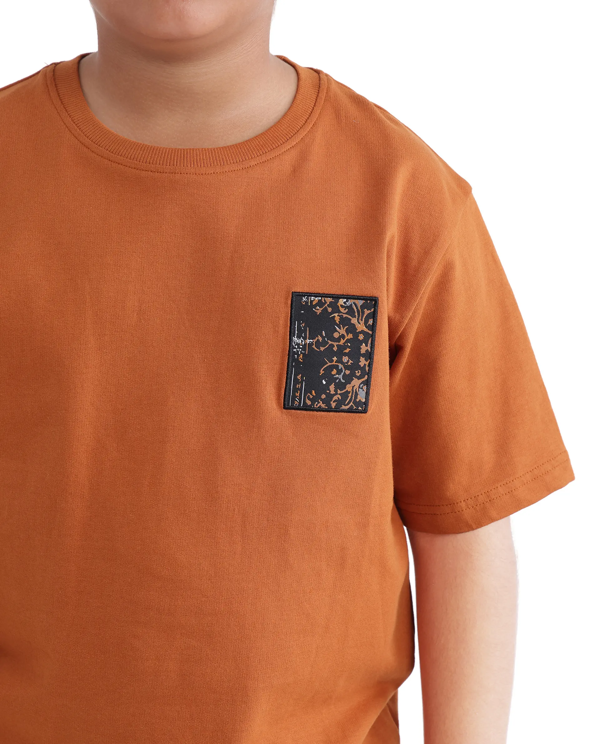 Rare Ones Kids Rugy-K Rust Cotton Short Sleeve Crew Neck Printed Boxy T-Shirt - Image 5