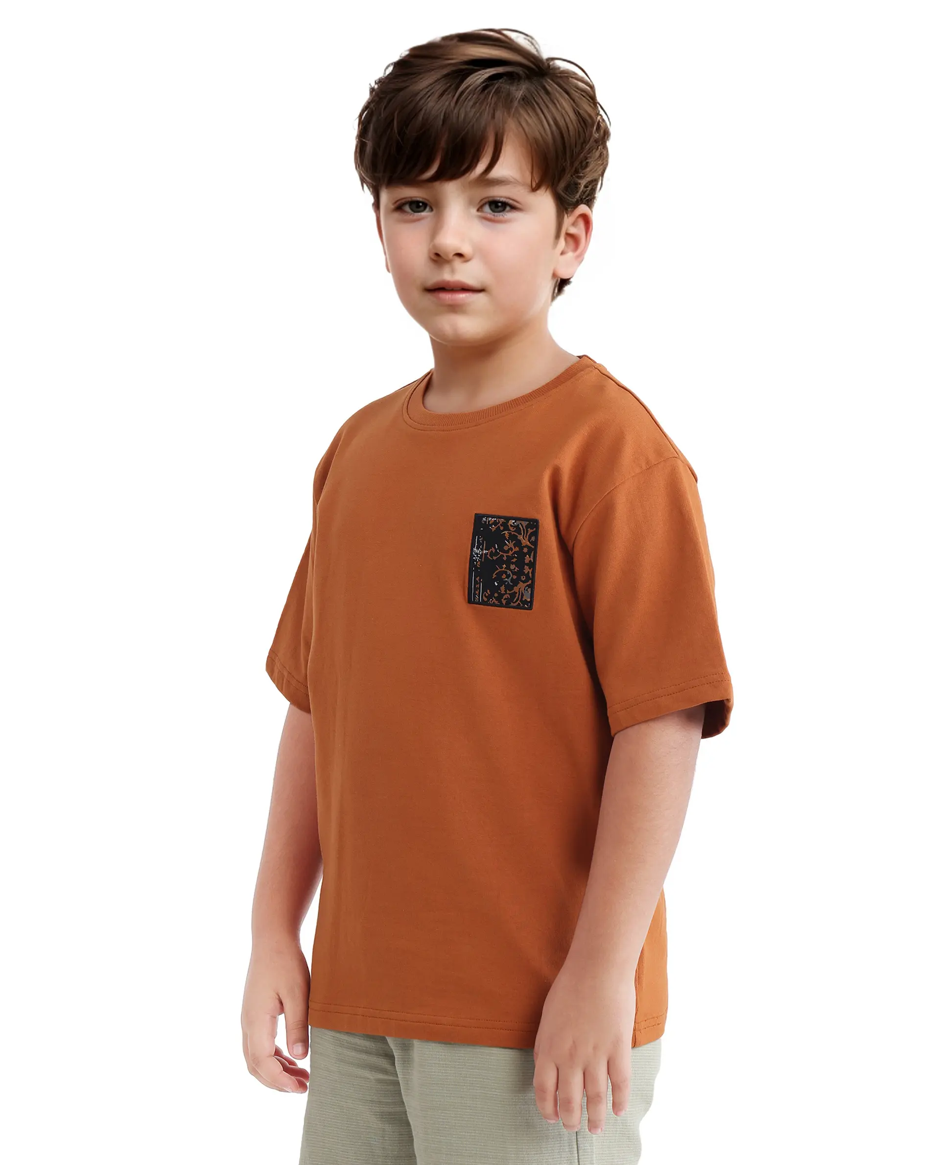 Rare Ones Kids Rugy-K Rust Cotton Short Sleeve Crew Neck Printed Boxy T-Shirt - Image 7