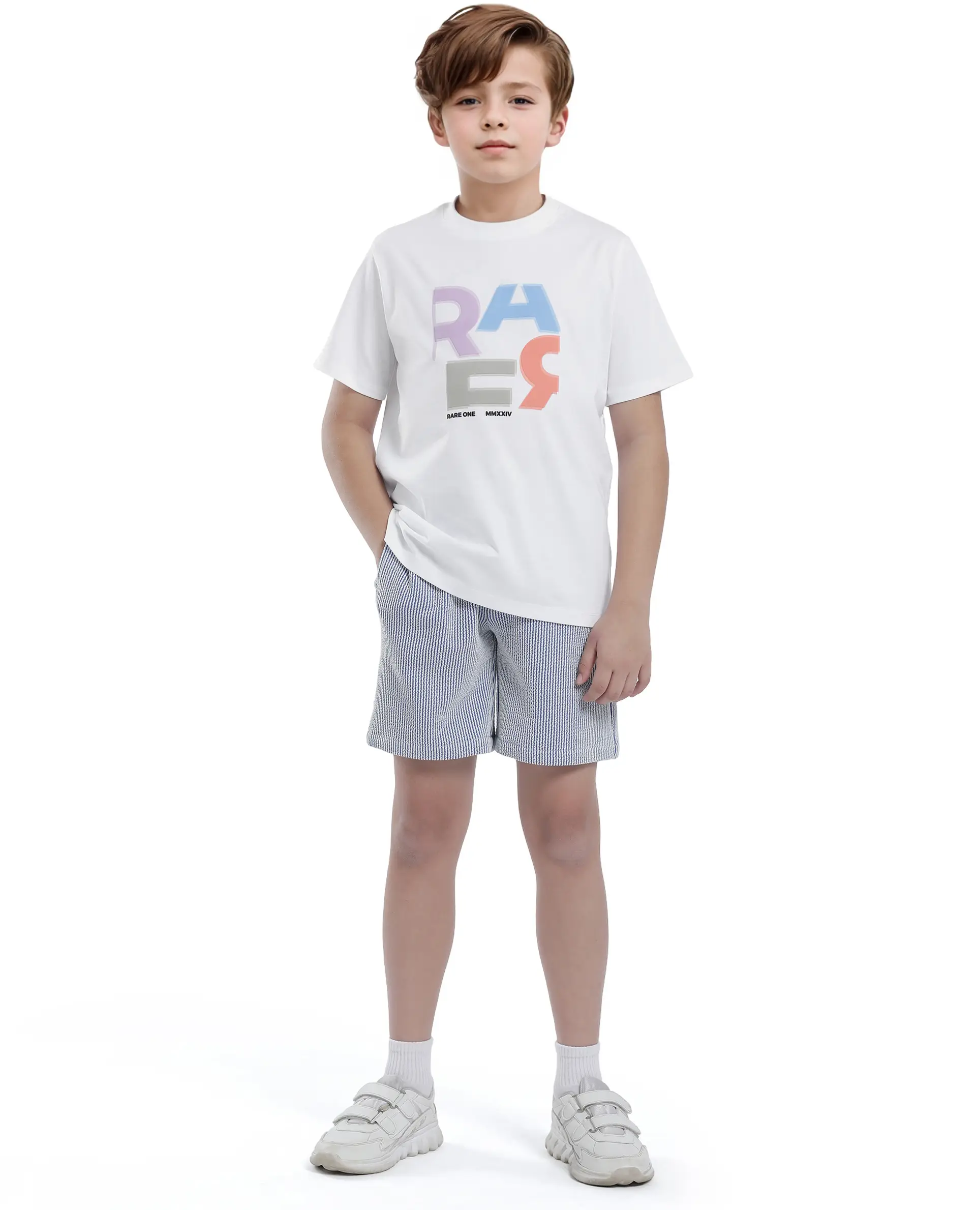 Rare Ones Kids Rush White Cotton Blend Half Sleeve Printed Regular Fit T-Shirt - Image 2