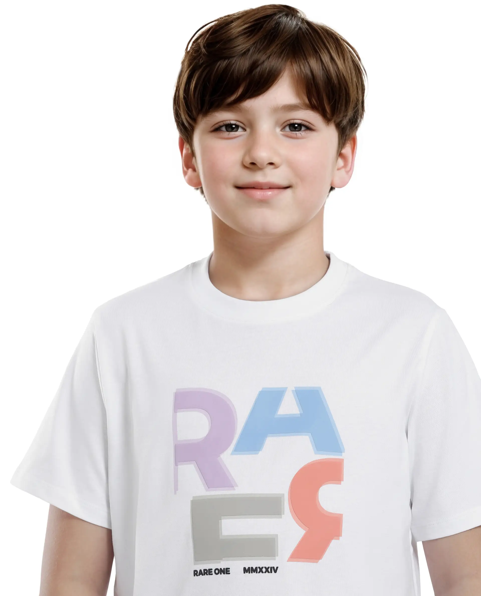 Rare Ones Kids Rush White Cotton Blend Half Sleeve Printed Regular Fit T-Shirt - Image 3