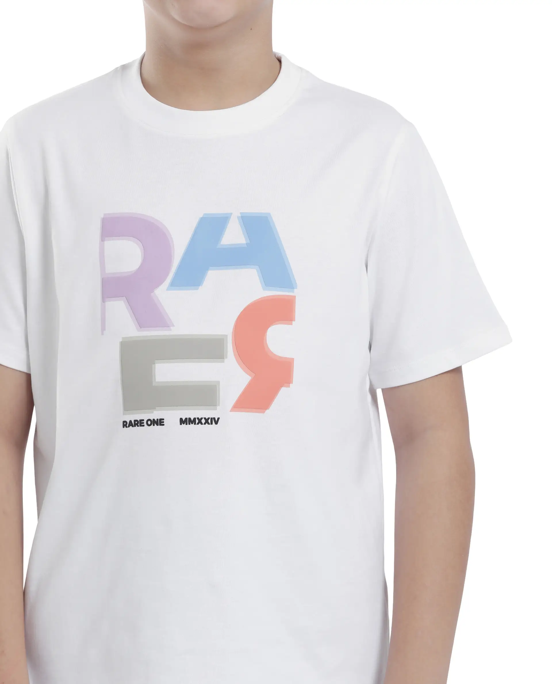 Rare Ones Kids Rush White Cotton Blend Half Sleeve Printed Regular Fit T-Shirt - Image 4