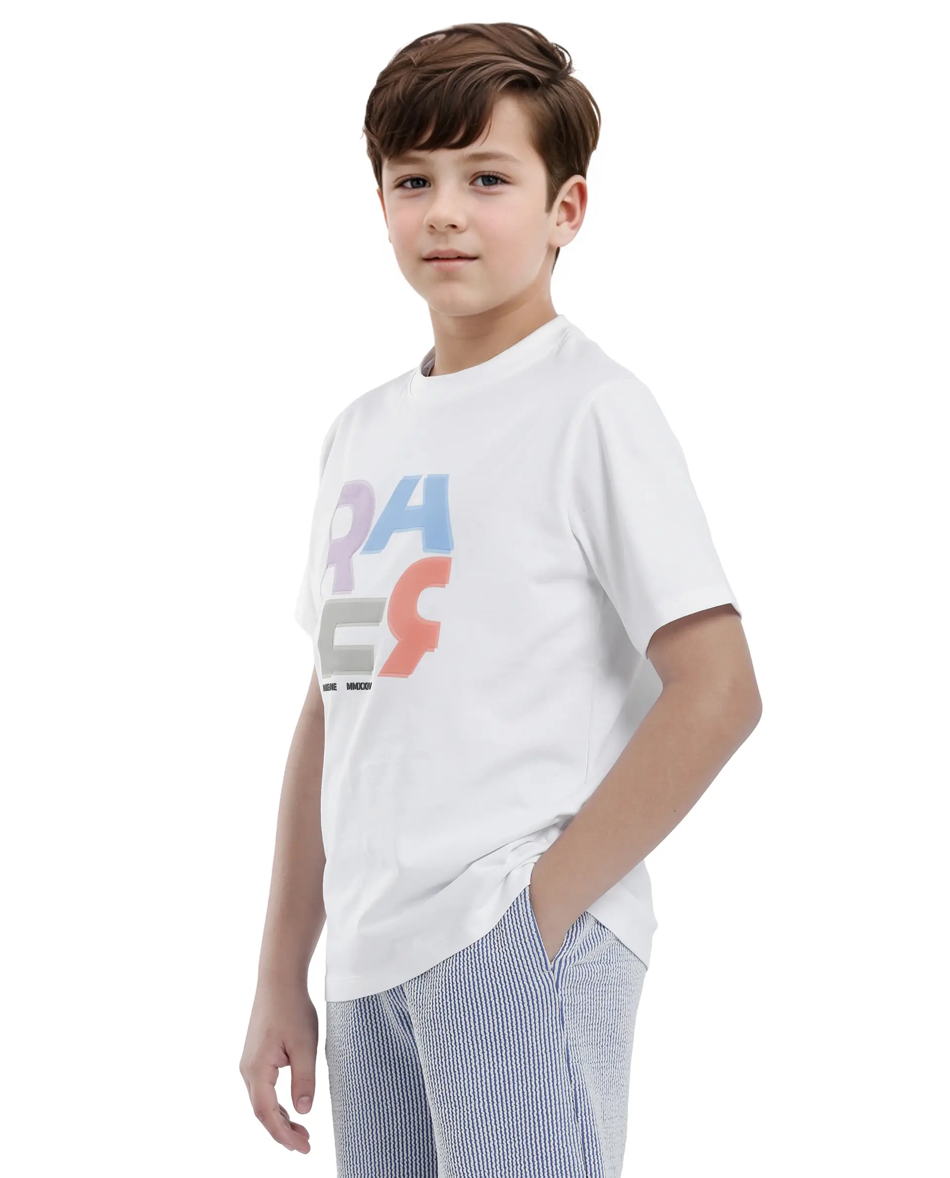 Rare Ones Kids Rush White Cotton Blend Half Sleeve Printed Regular Fit T-Shirt - Image 6