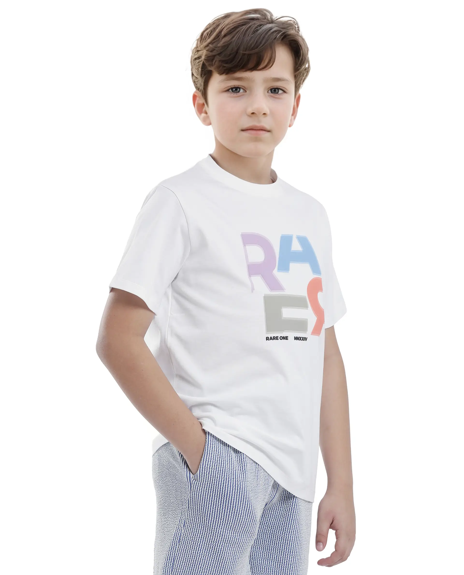 Rare Ones Kids Rush White Cotton Blend Half Sleeve Printed Regular Fit T-Shirt - Image 7