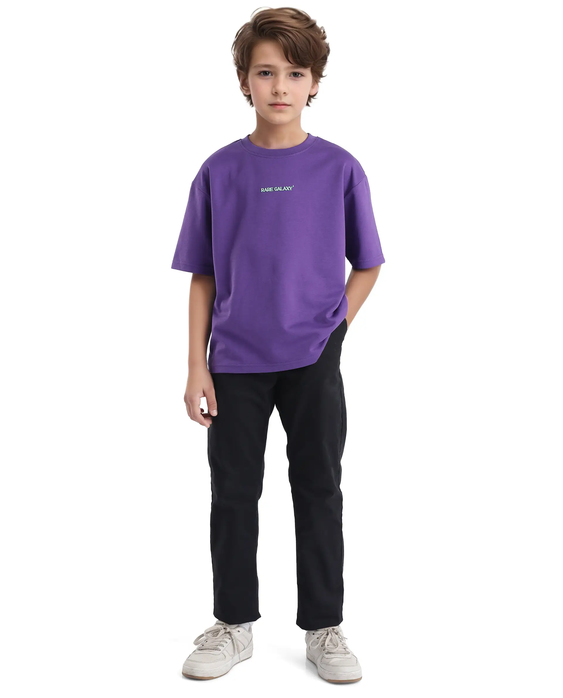 Rare Ones Kids Ryan Dark Purple Cotton Poly Short Sleeve Crew Neck Discharge With Hd Print Boxy T-Shirt - Image 2