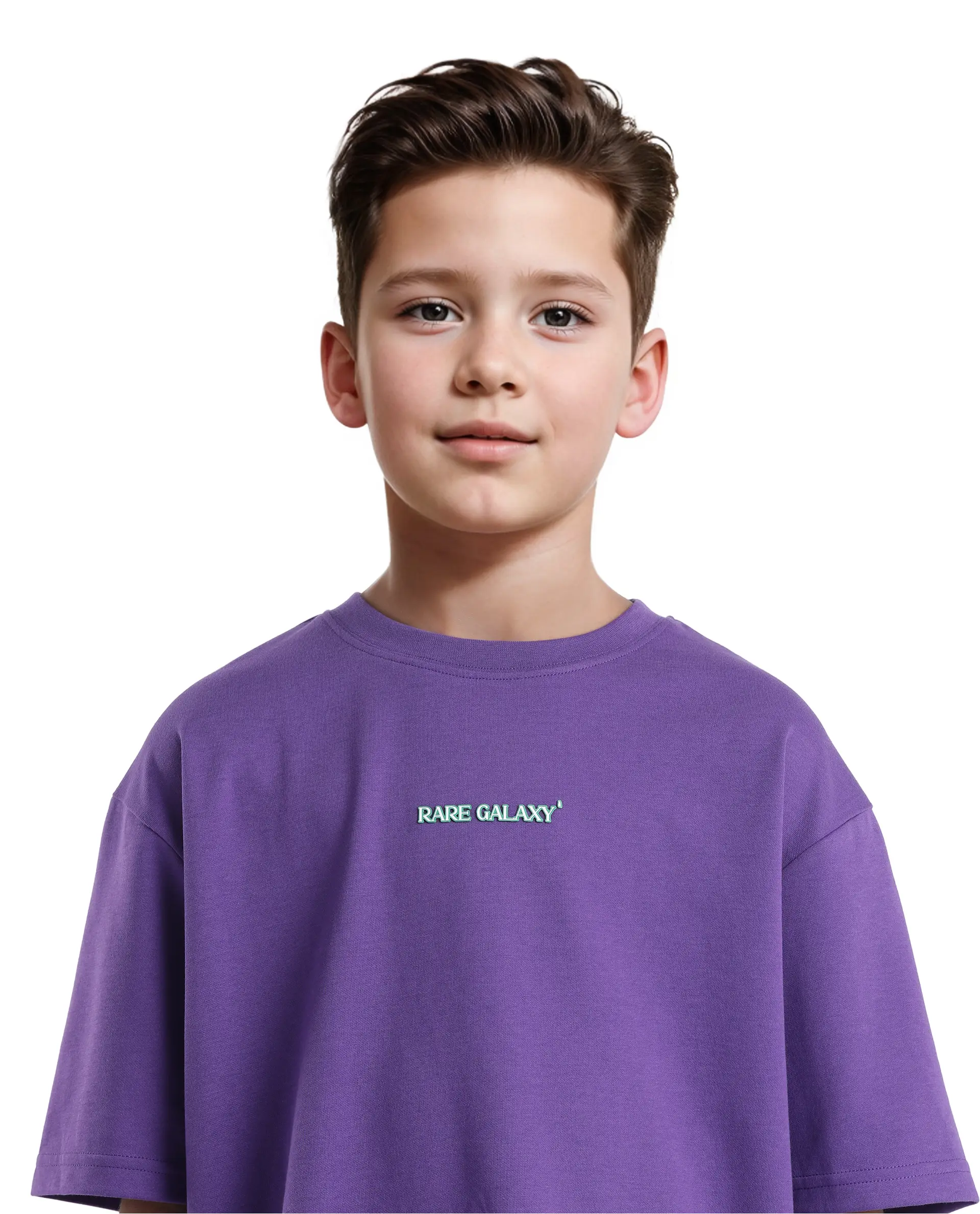 Rare Ones Kids Ryan Dark Purple Cotton Poly Short Sleeve Crew Neck Discharge With Hd Print Boxy T-Shirt - Image 3