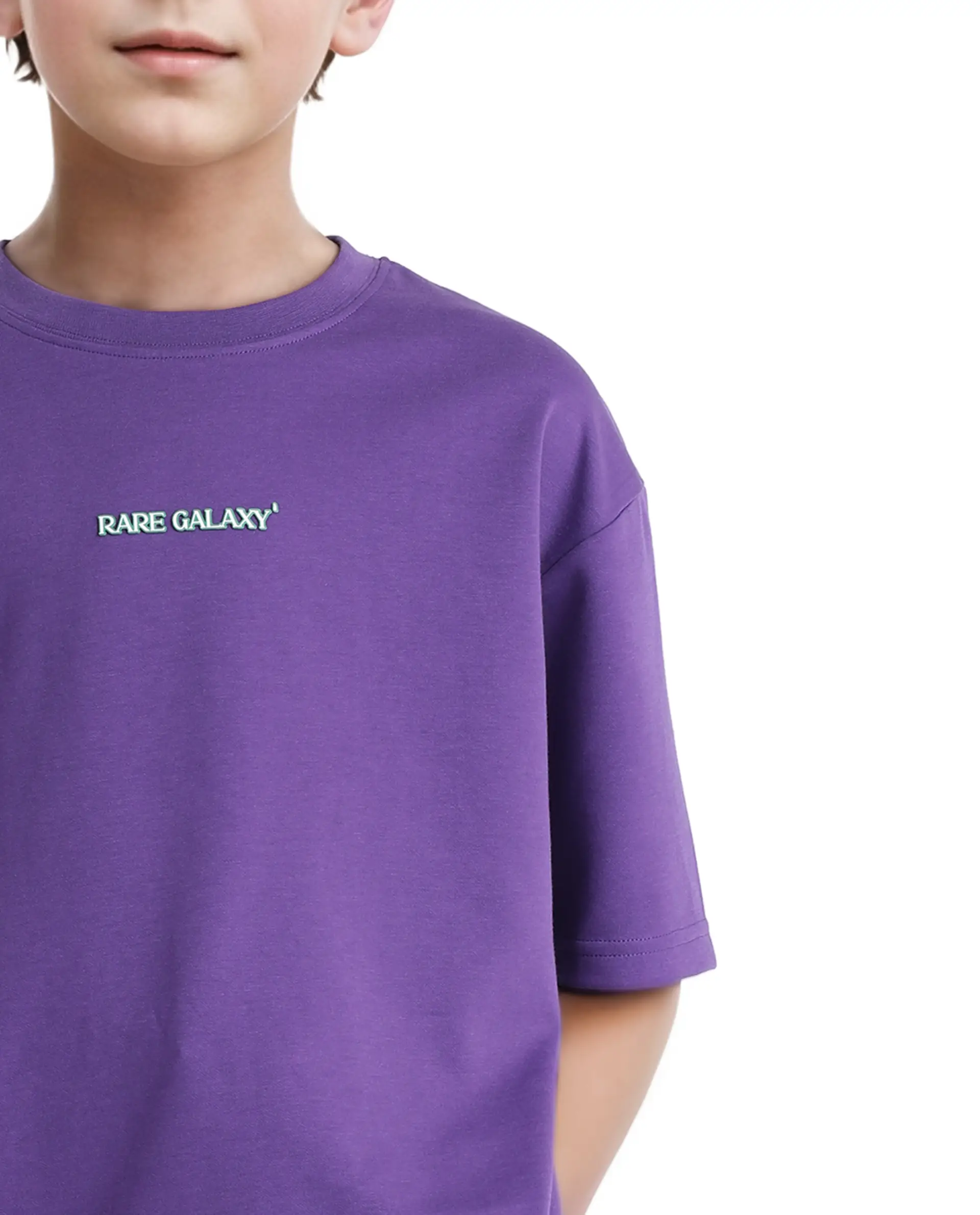 Rare Ones Kids Ryan Dark Purple Cotton Poly Short Sleeve Crew Neck Discharge With Hd Print Boxy T-Shirt - Image 5
