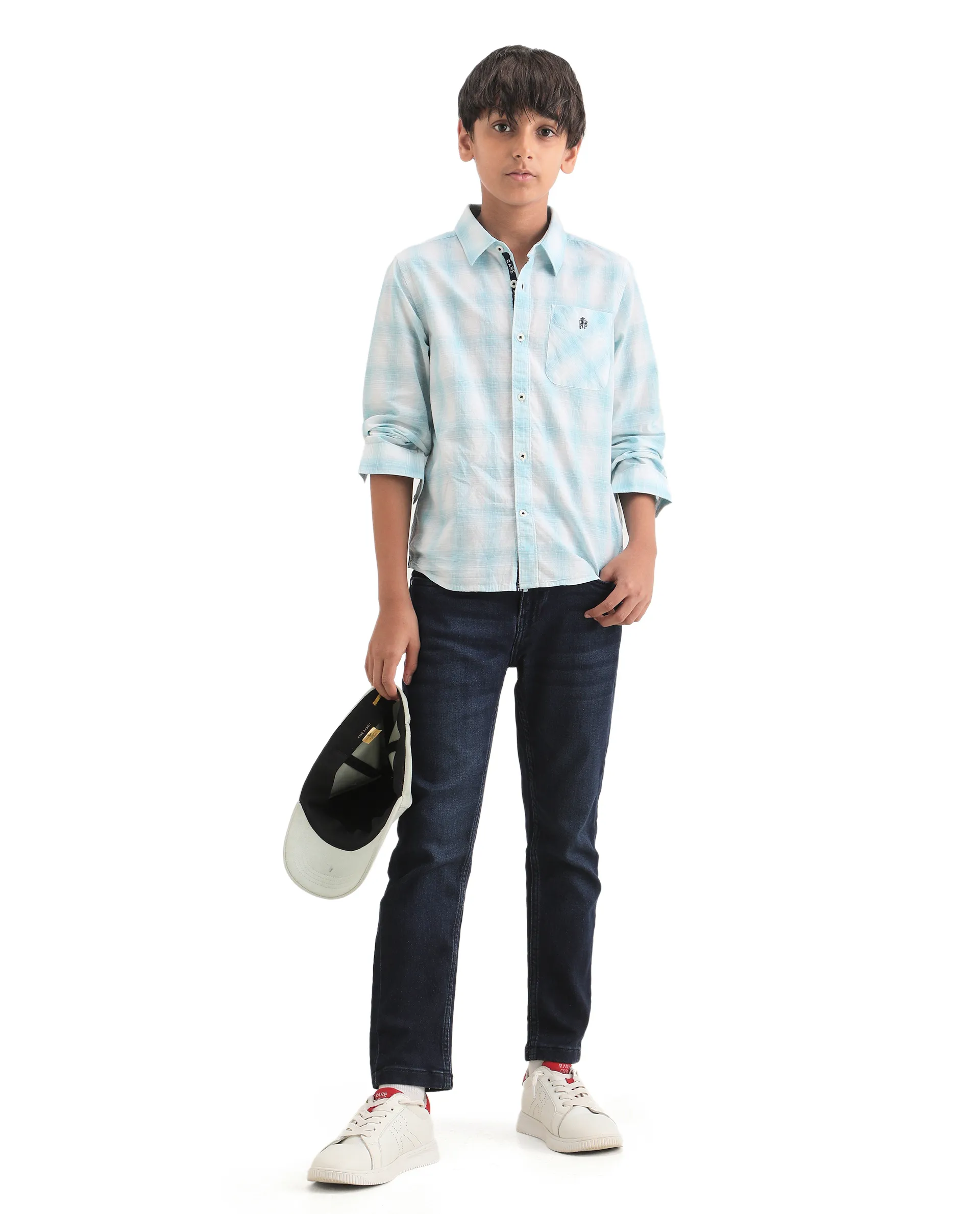 Rare Ones Kids Sable Blue Cotton Full Sleeve Spread Collar Checked Shirt - Image 2