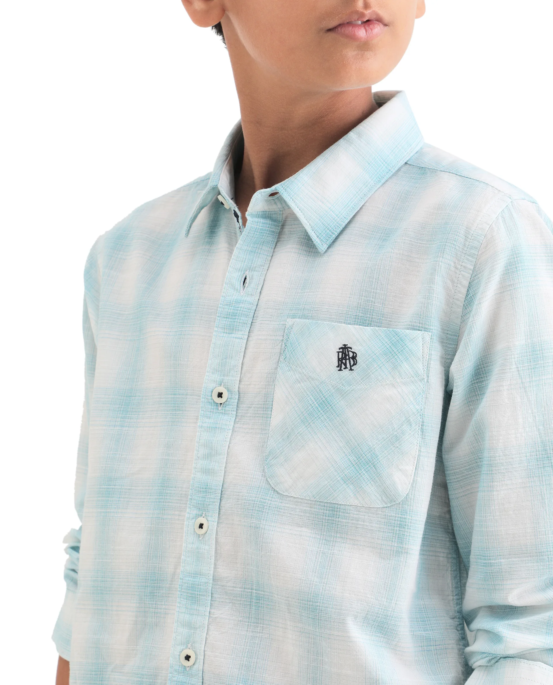 Rare Ones Kids Sable Blue Cotton Full Sleeve Spread Collar Checked Shirt - Image 4