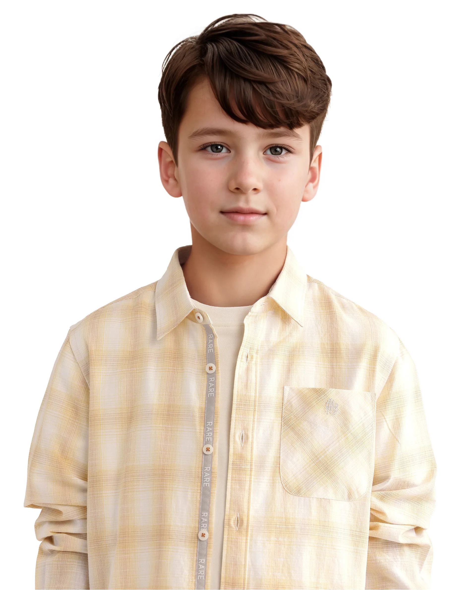 Rare Ones Kids Sable Yellow Cotton Full Sleeve Spread Collar Checked Shirt - Image 4