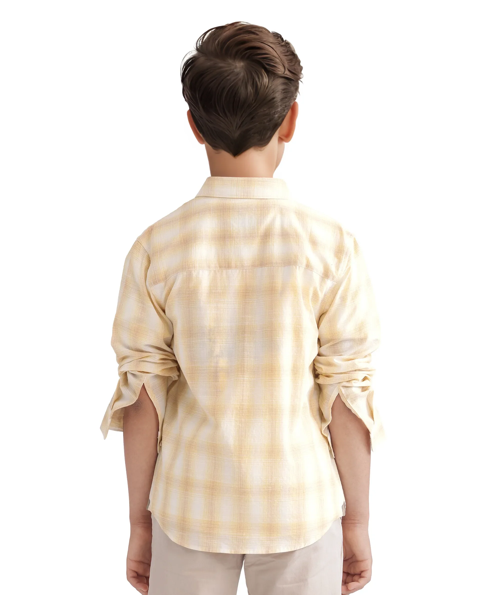Rare Ones Kids Sable Yellow Cotton Full Sleeve Spread Collar Checked Shirt - Image 6
