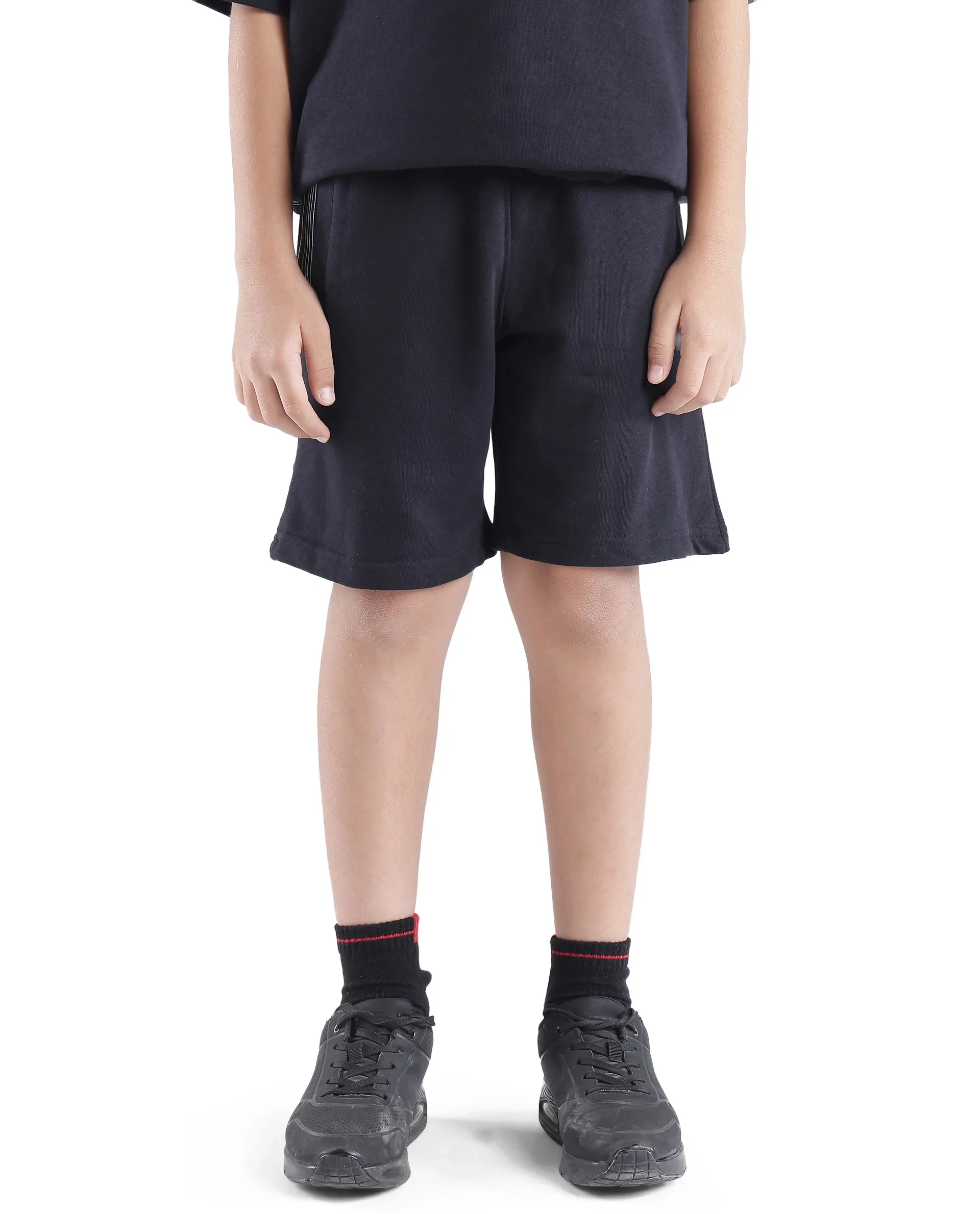 Rare Ones Kids San Black Cotton Applique Boxy Shorts - Image 2