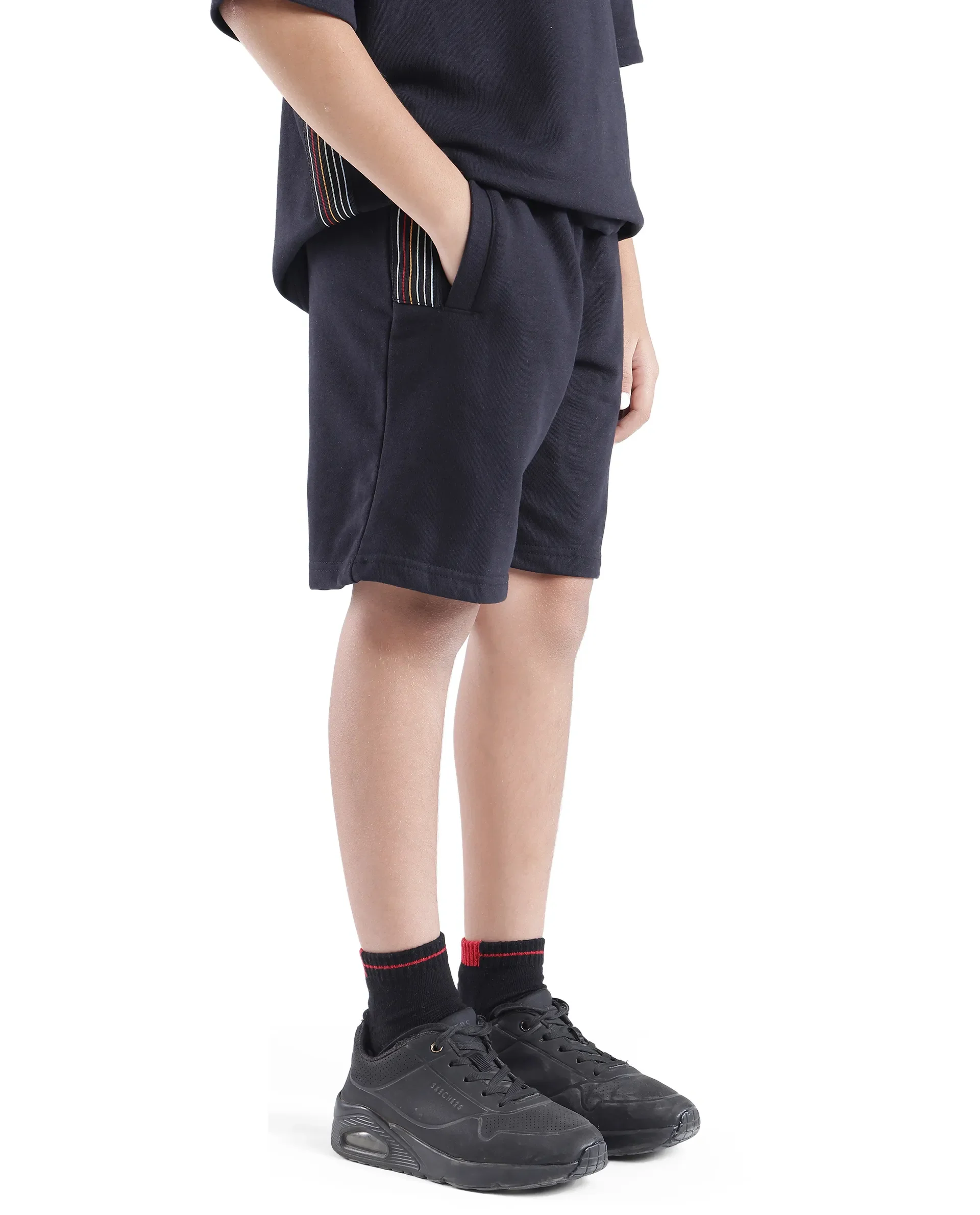 Rare Ones Kids San Black Cotton Applique Boxy Shorts - Image 4
