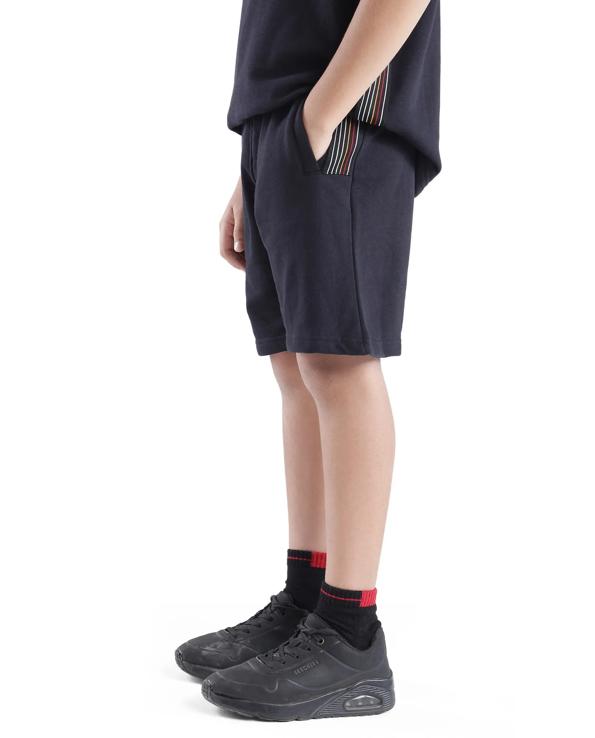 Rare Ones Kids San Black Cotton Applique Boxy Shorts - Image 5