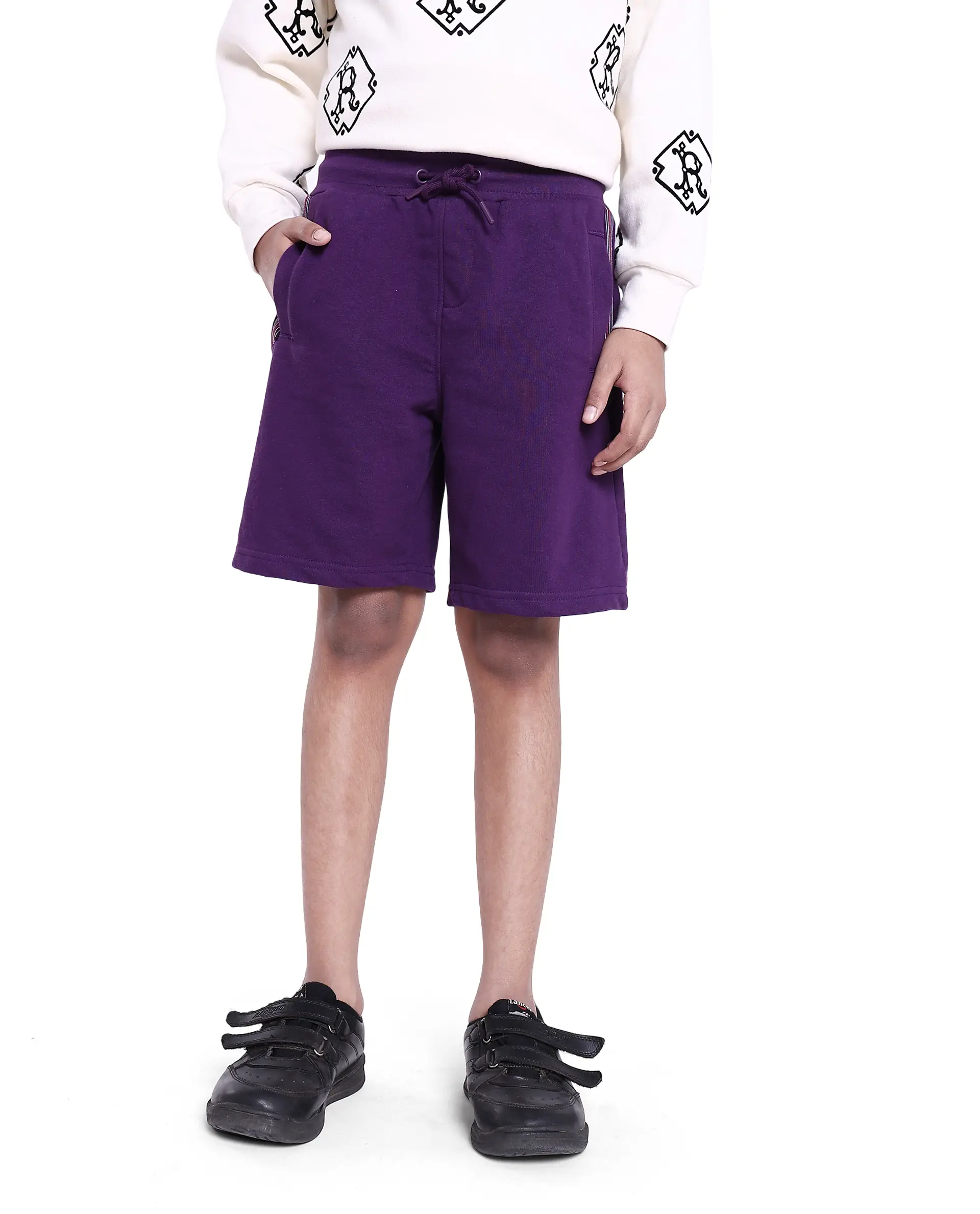 Rare Ones Kids San Purple Cotton Poly Applique Shorts - Image 2