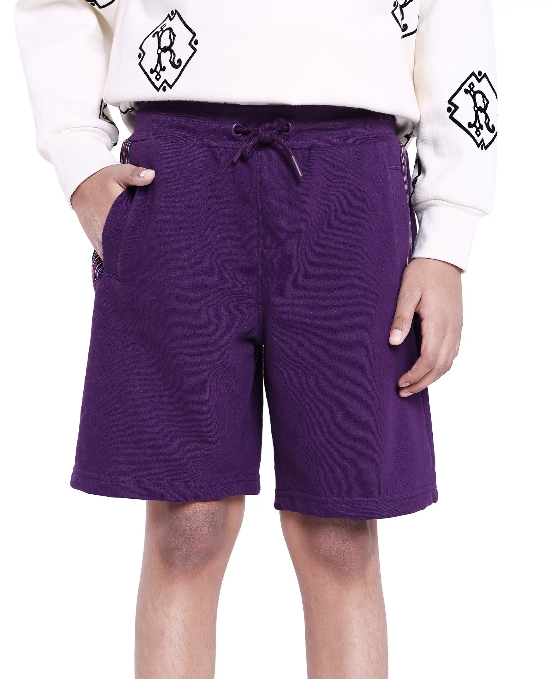 Rare Ones Kids San Purple Cotton Poly Applique Shorts - Image 3