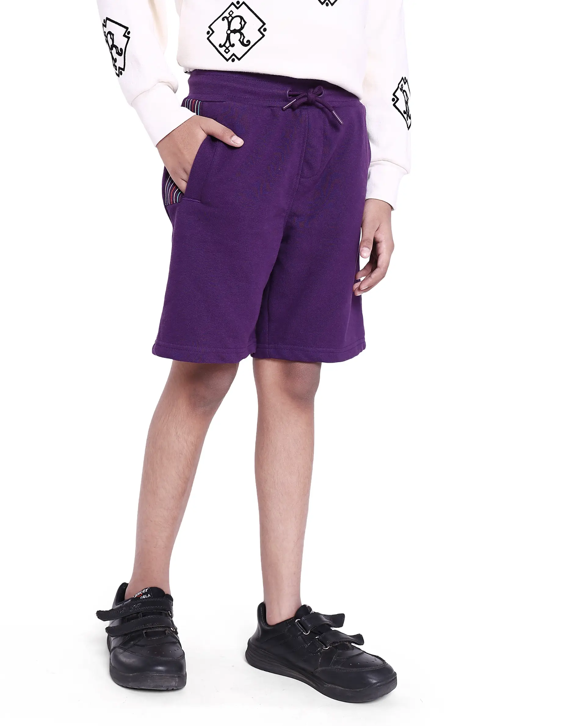Rare Ones Kids San Purple Cotton Poly Applique Shorts - Image 4