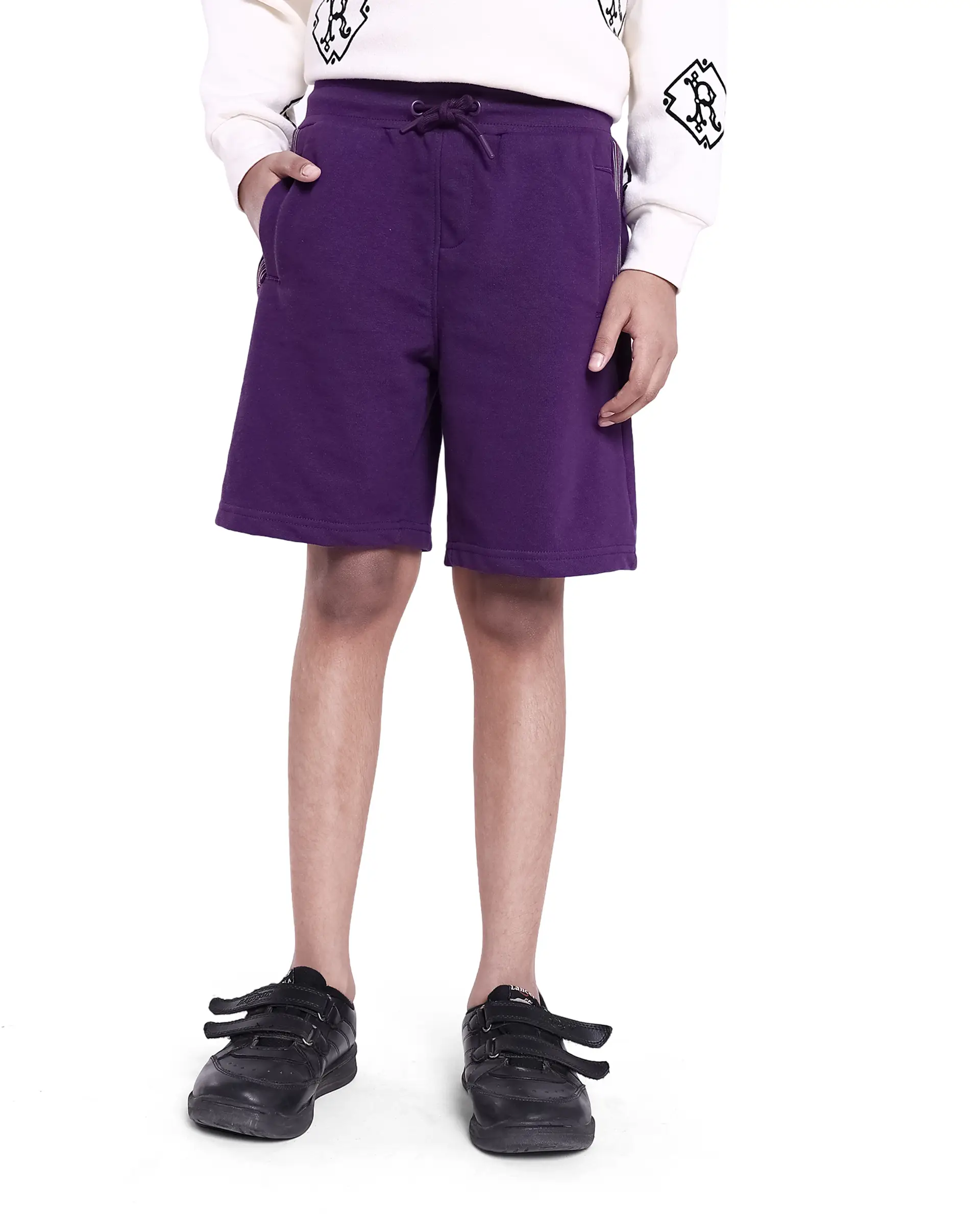 Rare Ones Kids San Purple Cotton Poly Applique Shorts - Image 6