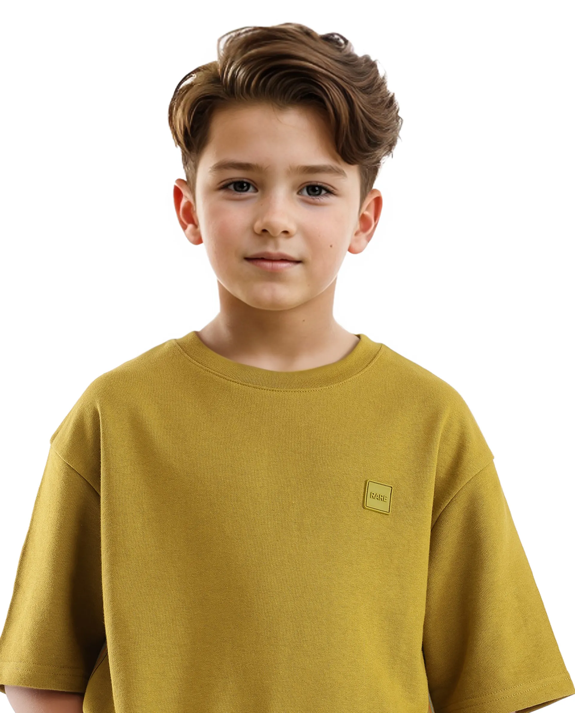 Rare Ones Kids Sans Olive Cotton Poly Short Sleeve Crew Neck Applique Boxy Fit T-Shirt - Image 3