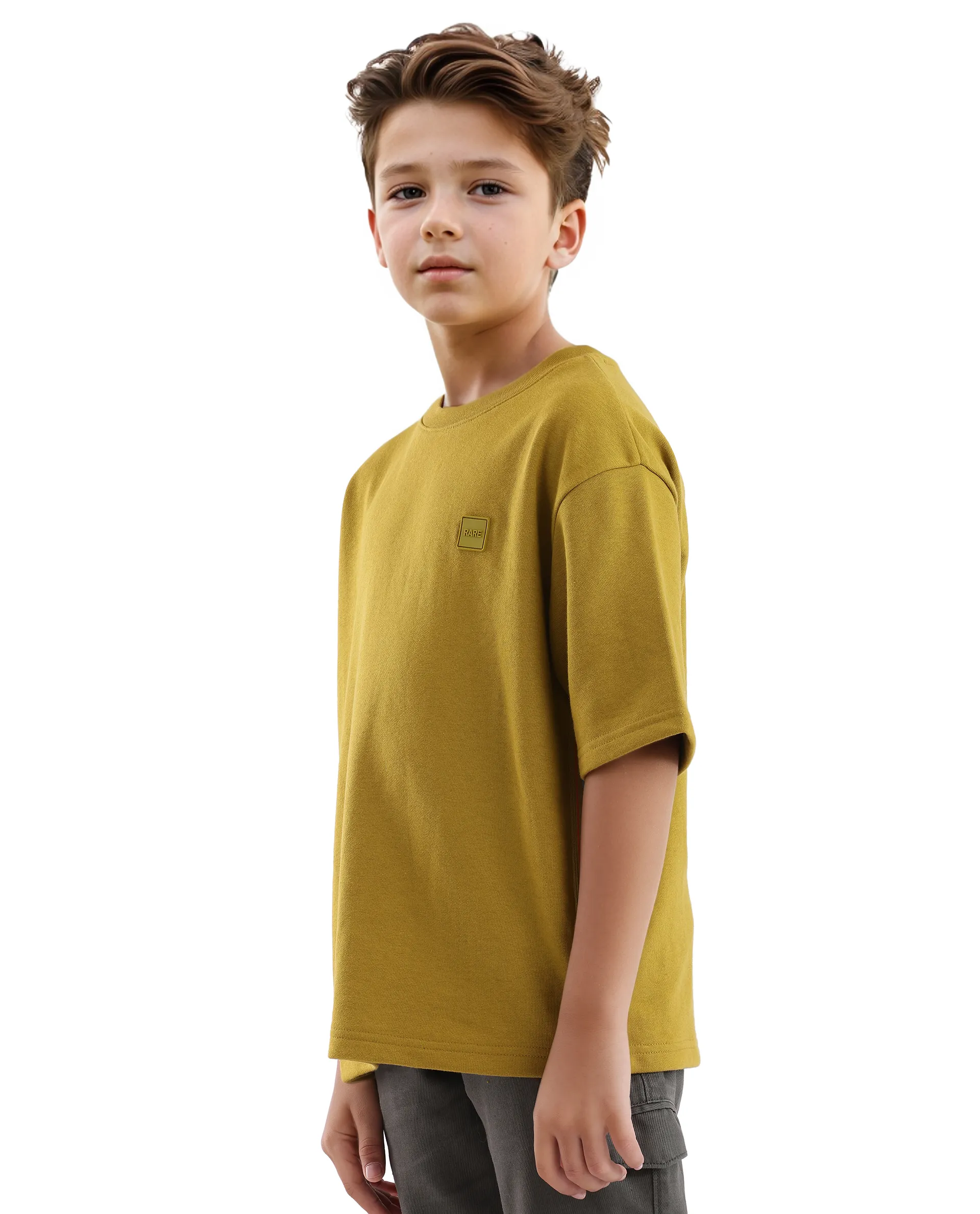 Rare Ones Kids Sans Olive Cotton Poly Short Sleeve Crew Neck Applique Boxy Fit T-Shirt - Image 5