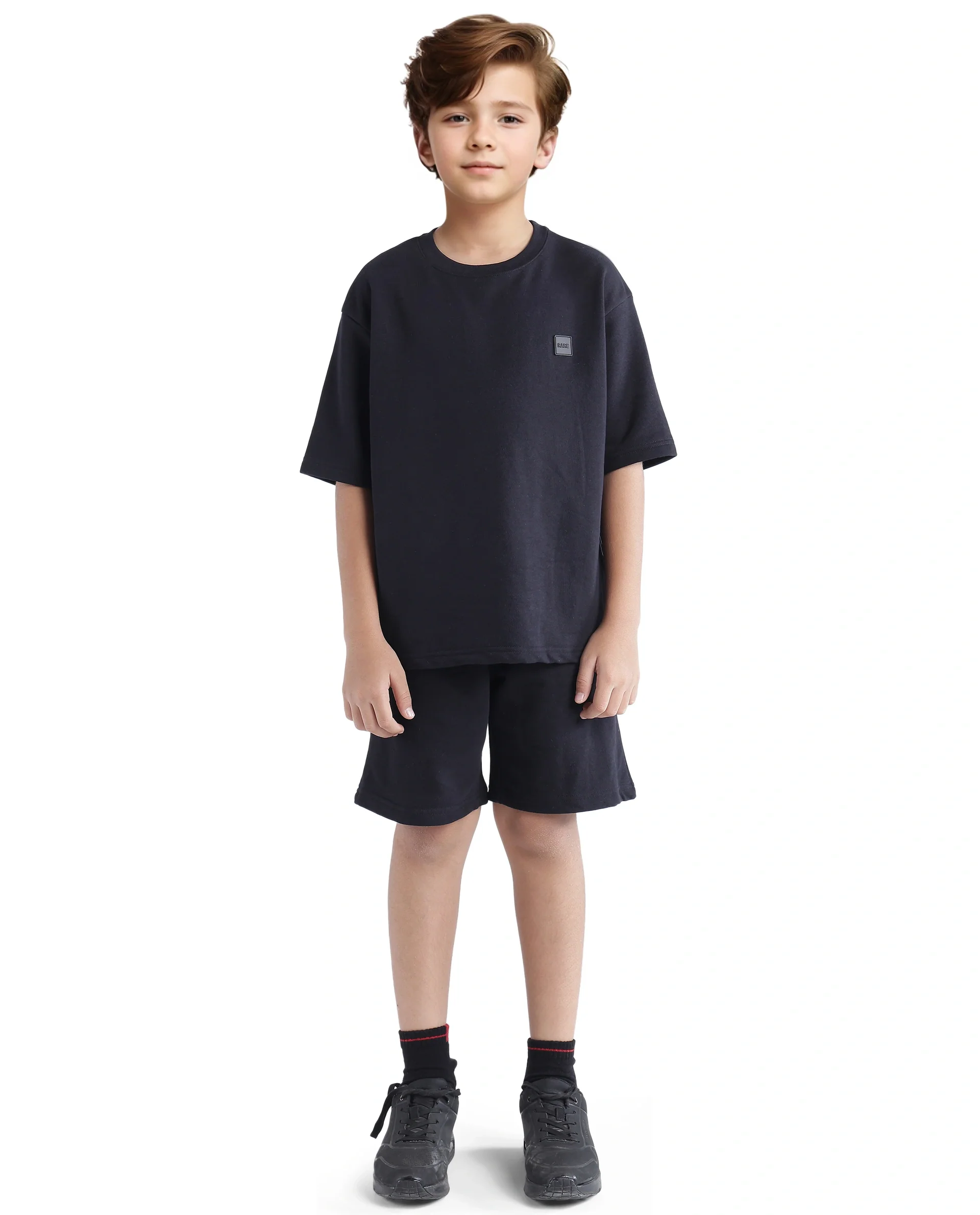 Rare Ones Kids Sans Black Cotton Poly Short Sleeve Crew Neck Applique T-Shirt - Image 2