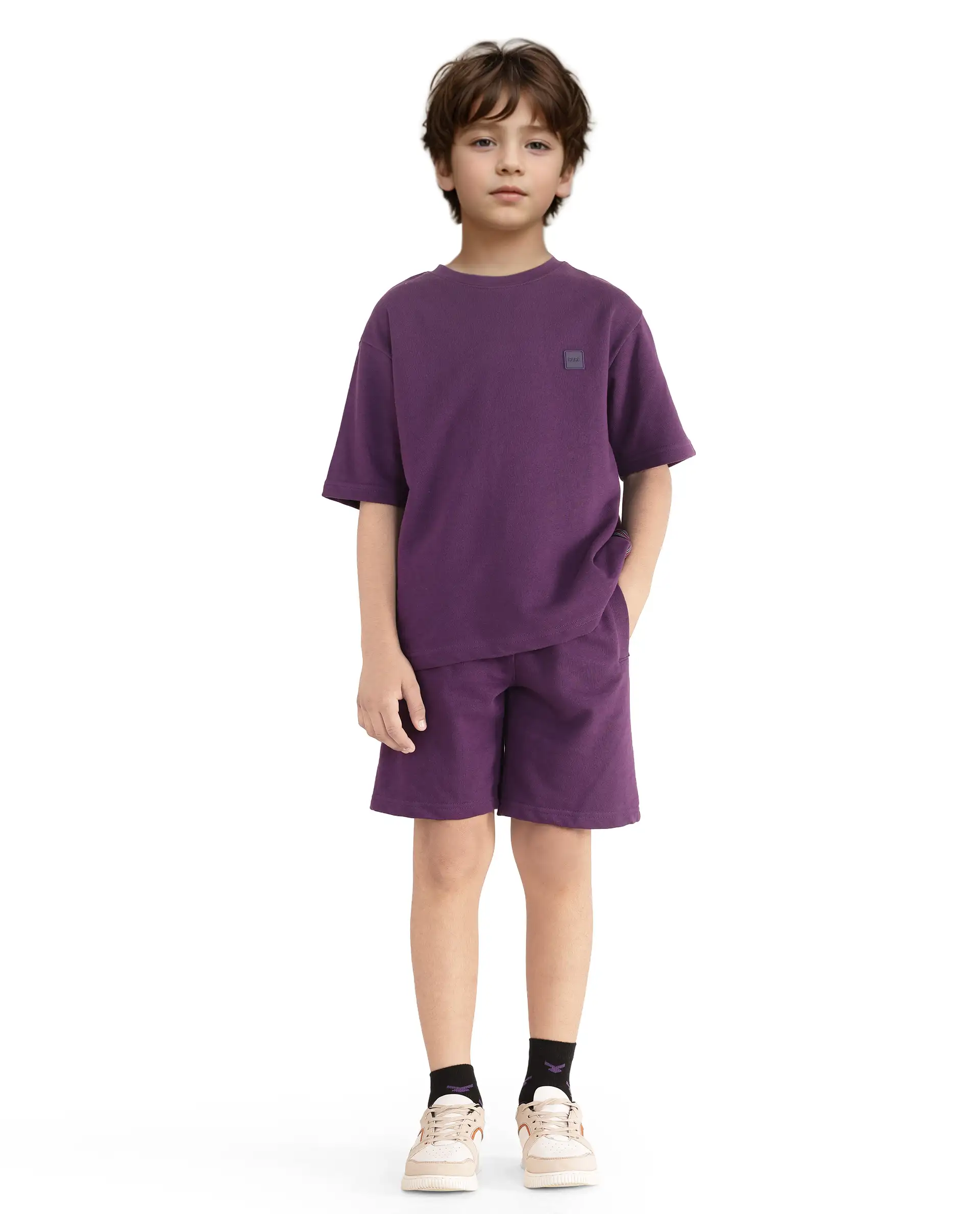 Rare Ones Kids Sans Purple Cotton Poly Short Sleeve Crew Neck Applique T-Shirt - Image 2