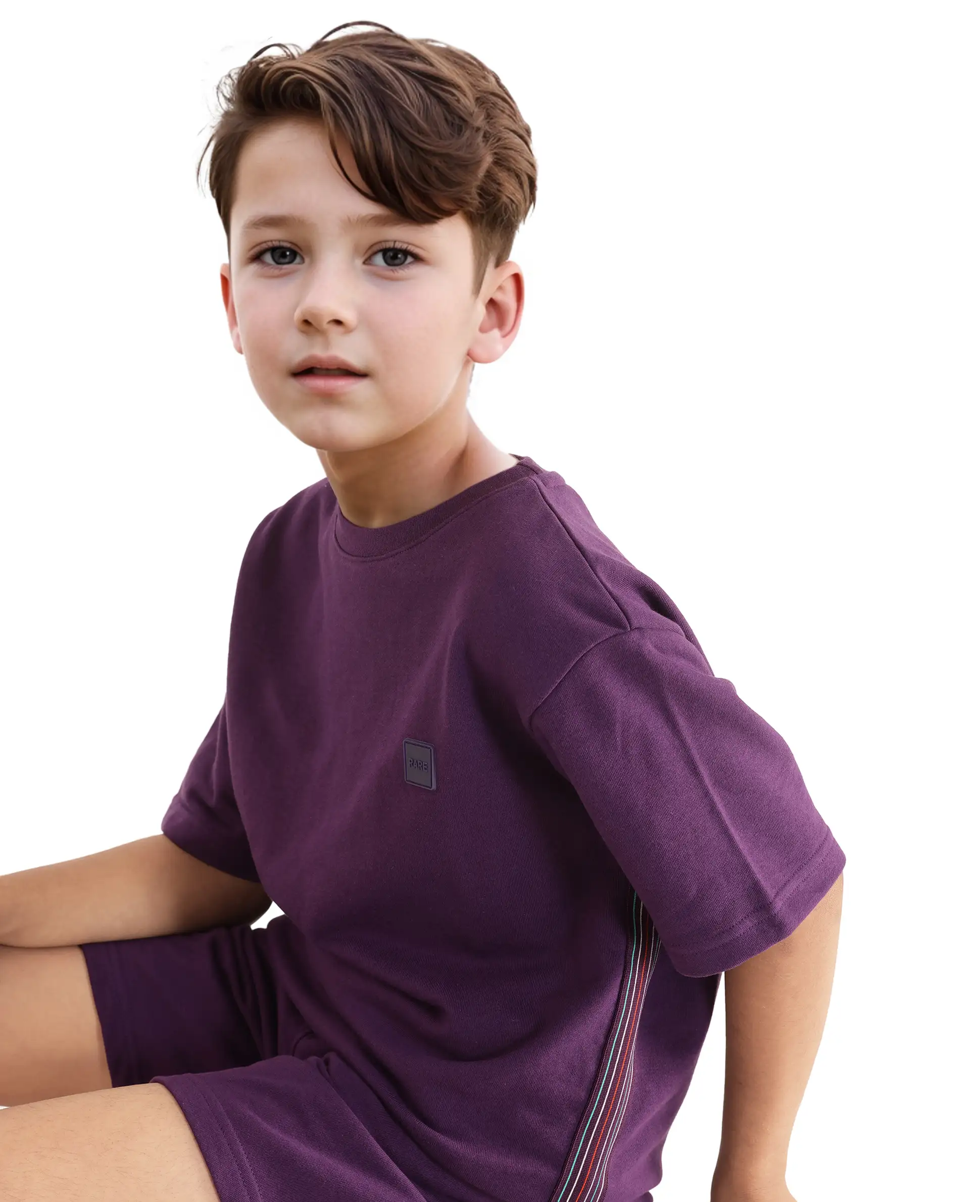 Rare Ones Kids Sans Purple Cotton Poly Short Sleeve Crew Neck Applique T-Shirt - Image 5