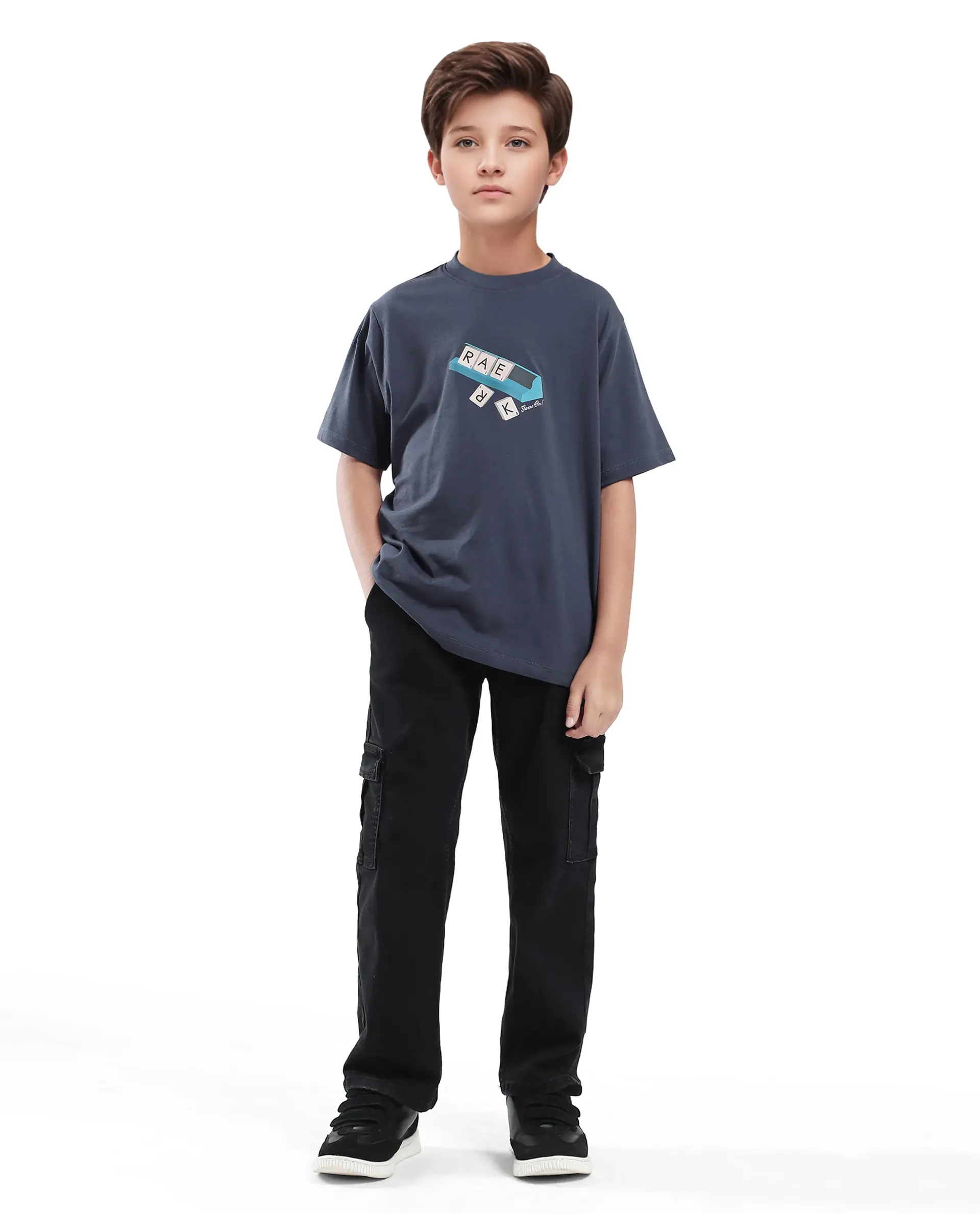 Rare Ones Kids Scrabl Dusky Purple Cotton Printed Slip-On Regular Fit T-Shirt - Image 2