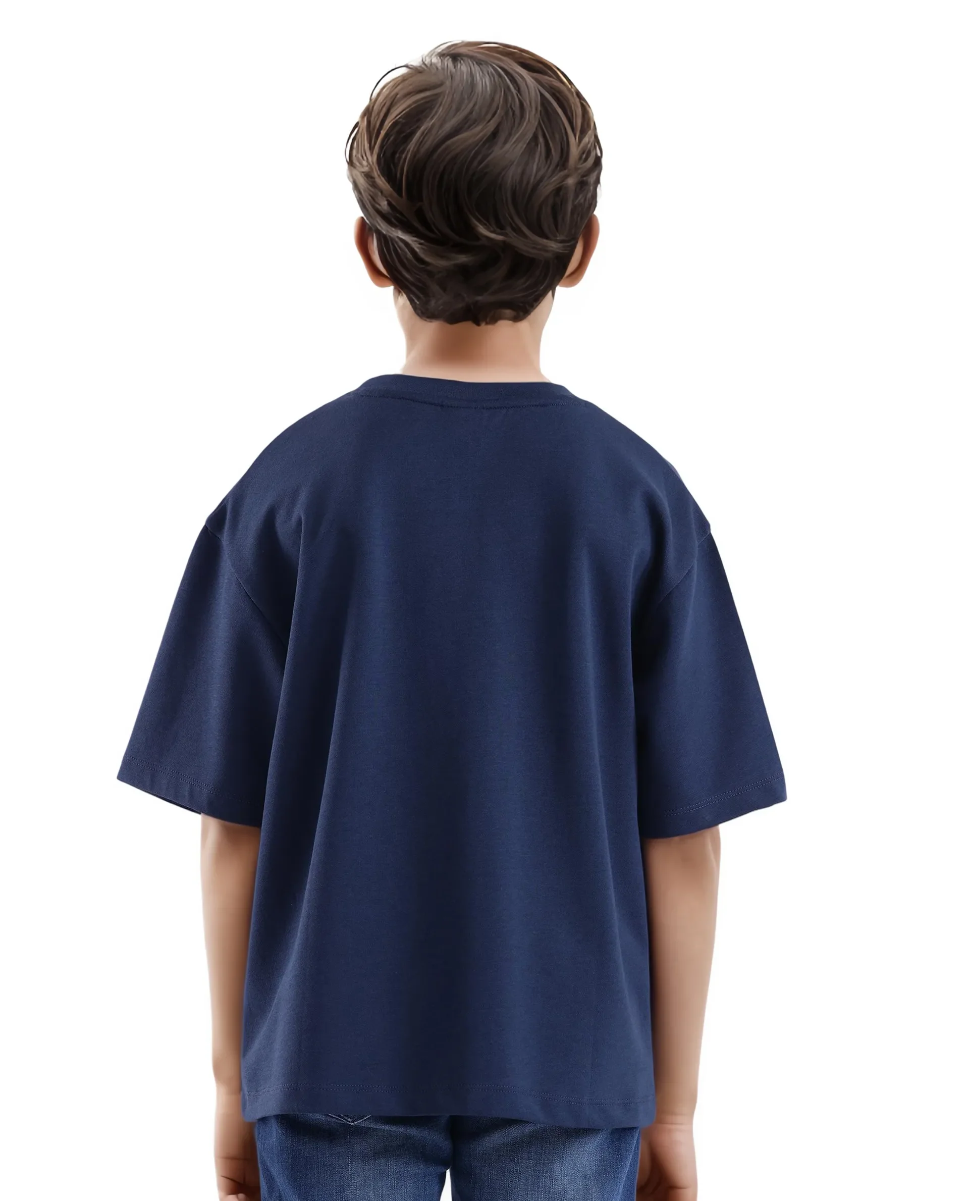 Rare Ones Kids Scrib Navy Cotton Poly Short Sleeve Pigment Print Boxy T-Shirt - Image 8
