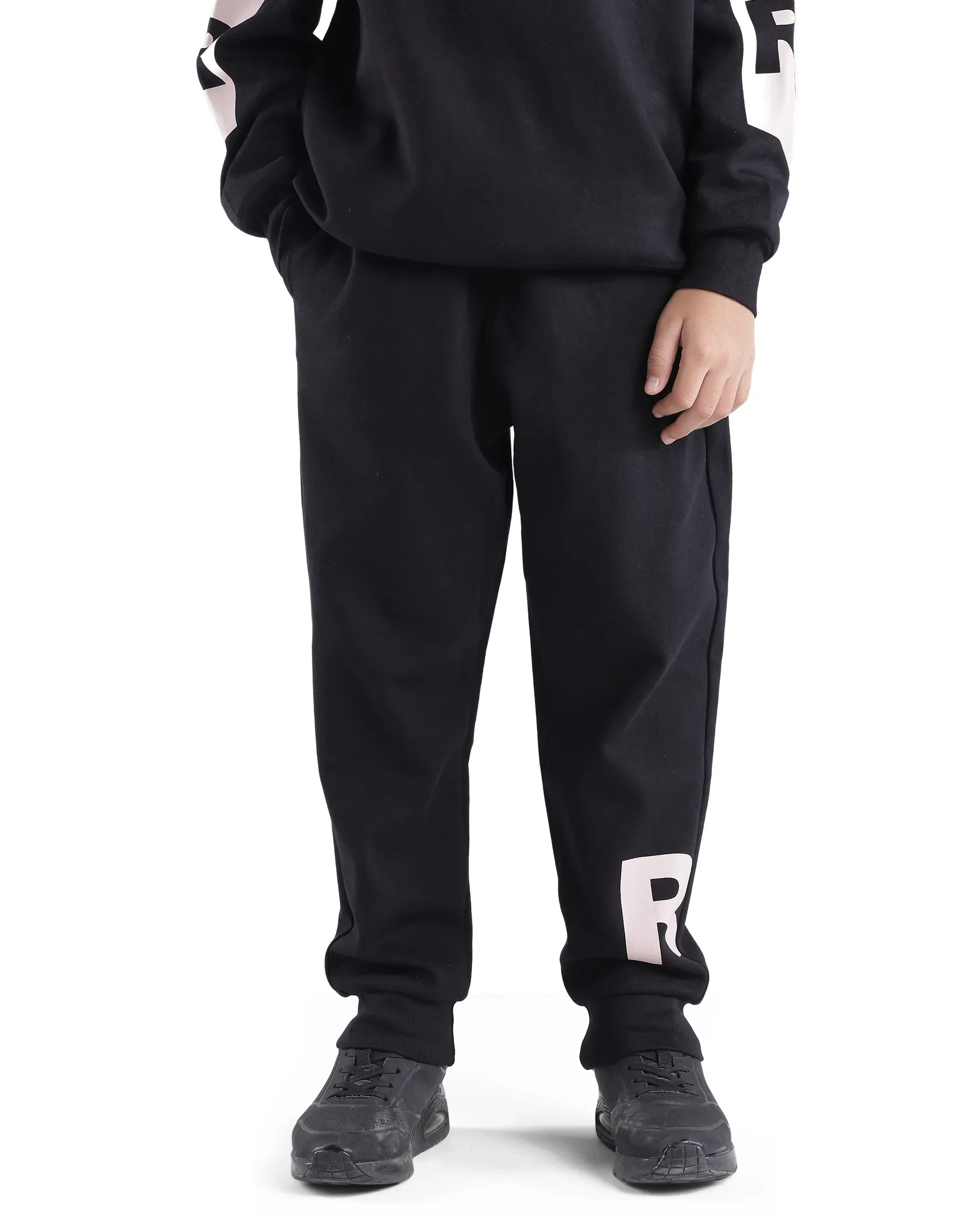 Rare Ones Kids Sero Black Cotton Poly Drawstring Printed Trackpant - Image 2
