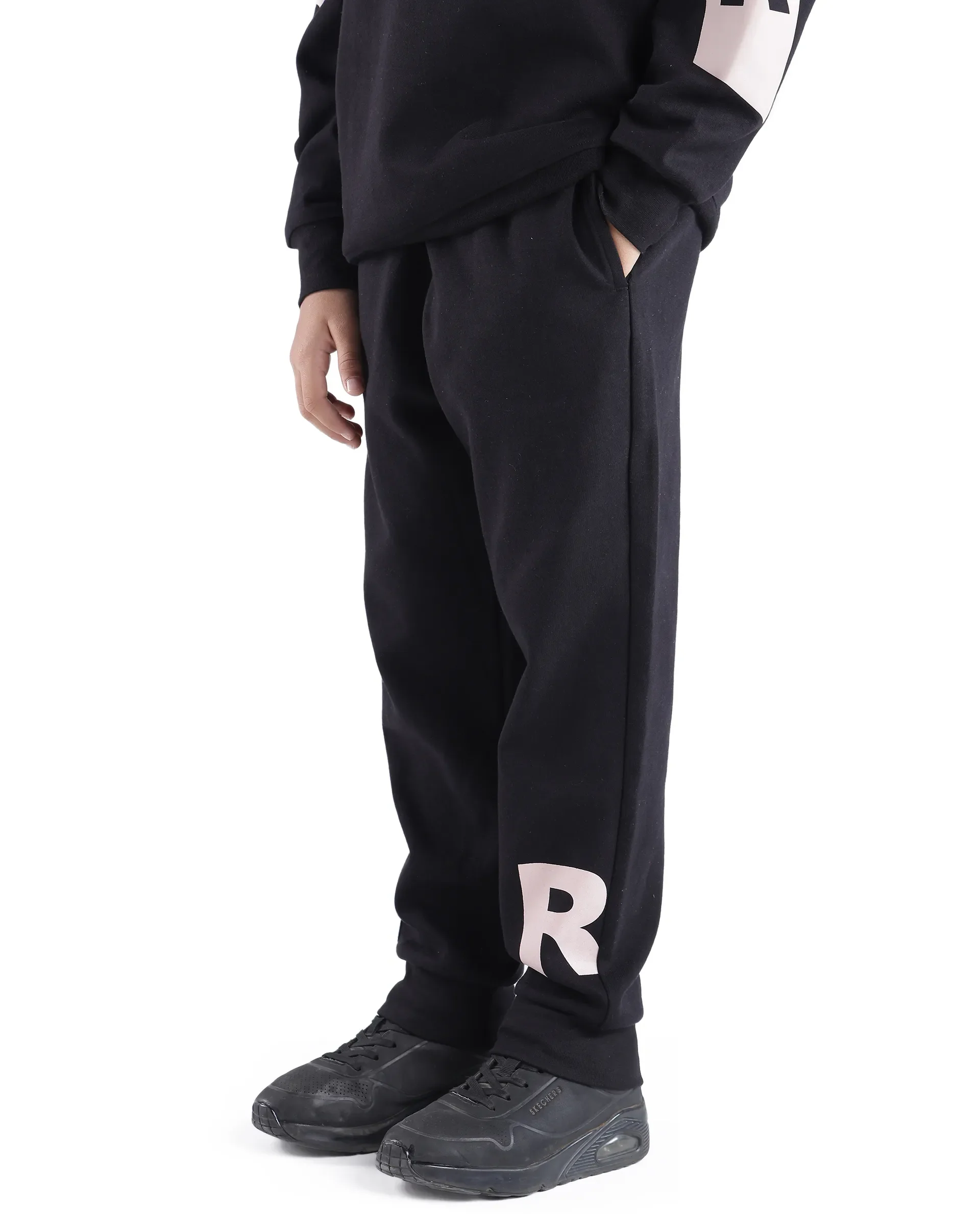 Rare Ones Kids Sero Black Cotton Poly Drawstring Printed Trackpant - Image 4
