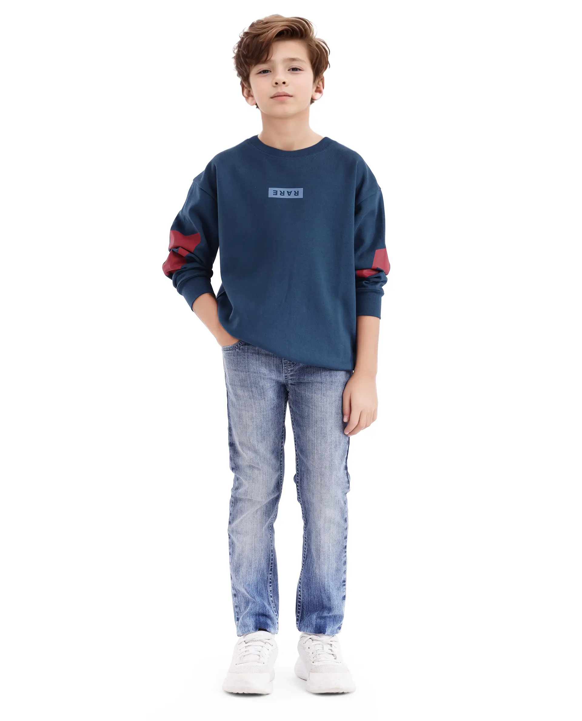 Rare Ones Kids Seron Dark Teal Cotton Poly Full Sleeve Digital Print Sweatshirt - Image 2