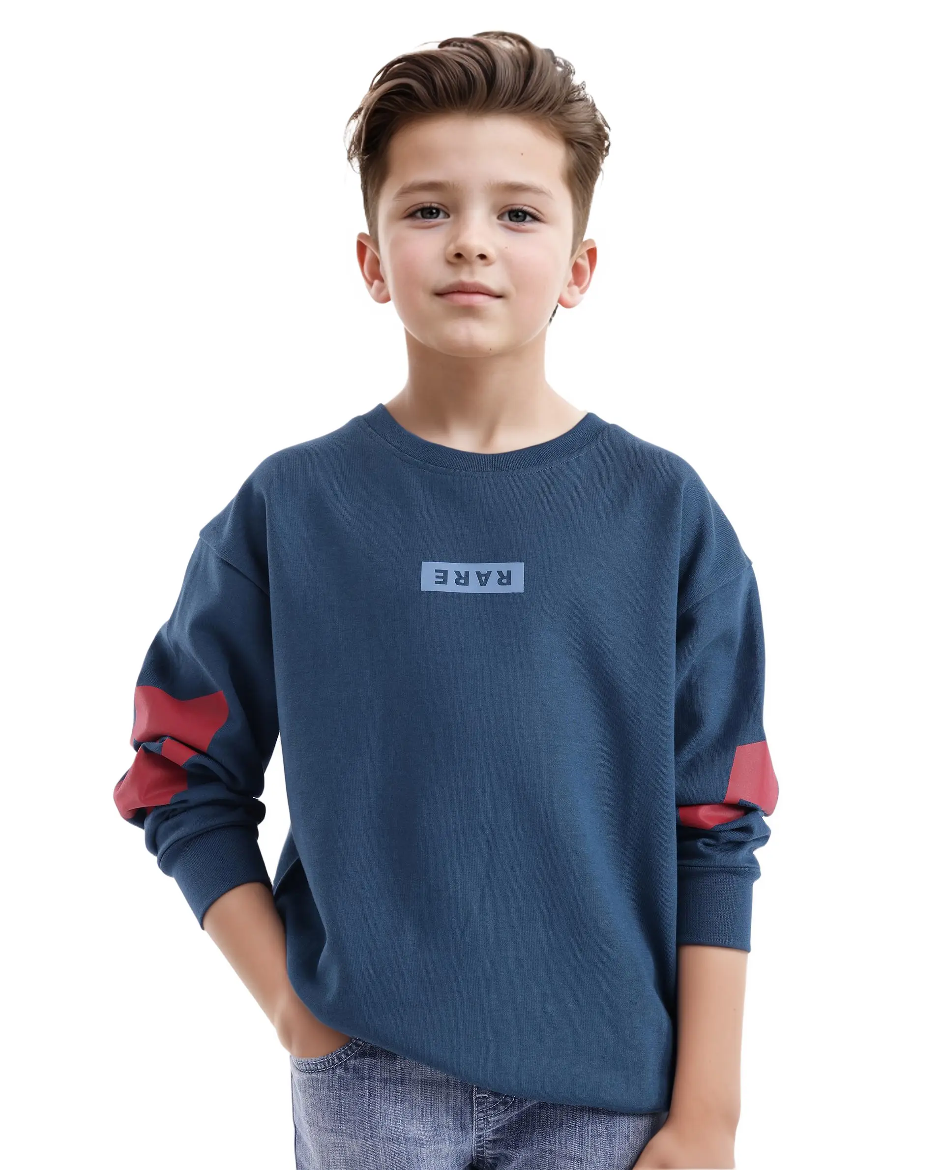 Rare Ones Kids Seron Dark Teal Cotton Poly Full Sleeve Digital Print Sweatshirt - Image 4