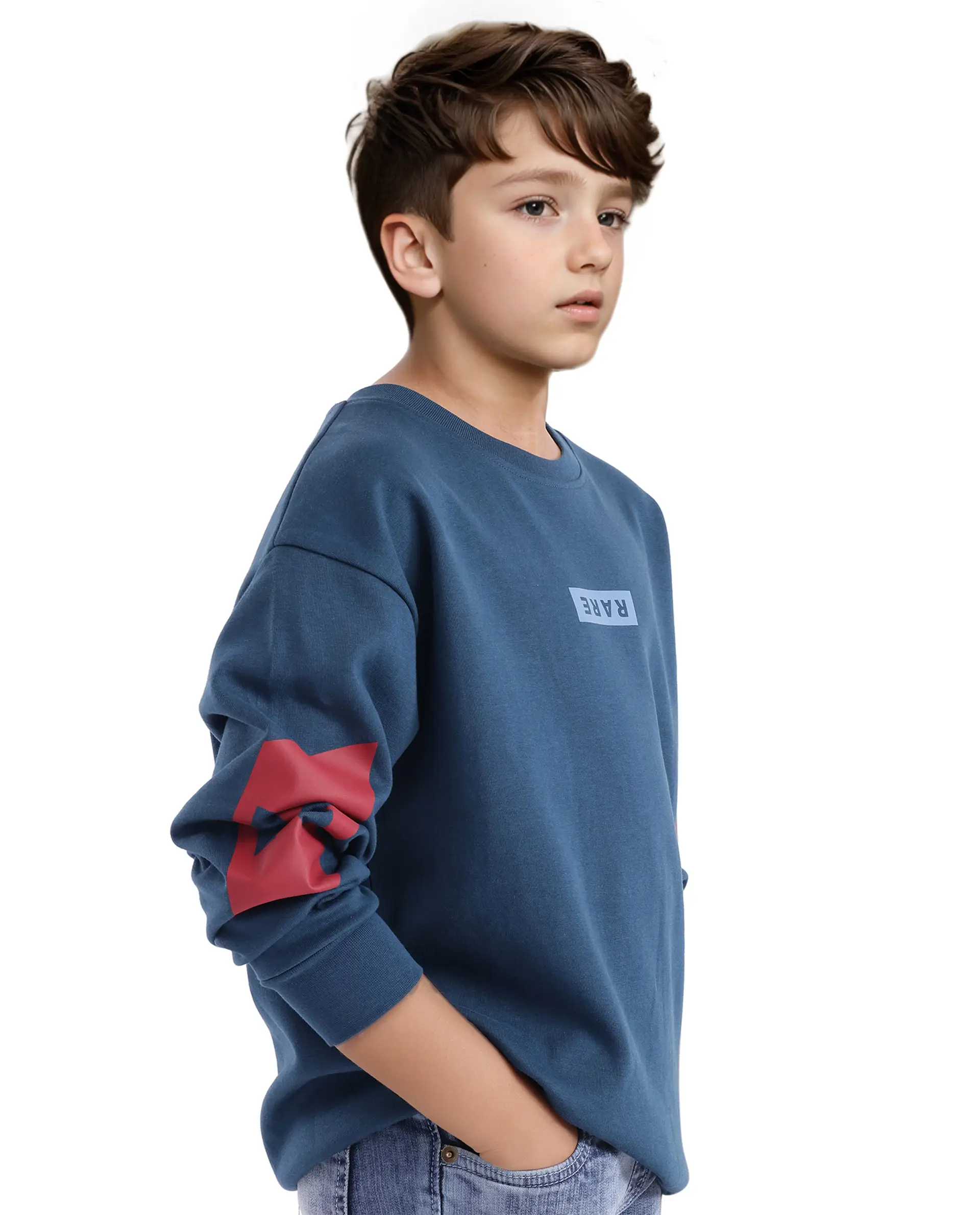 Rare Ones Kids Seron Dark Teal Cotton Poly Full Sleeve Digital Print Sweatshirt - Image 5